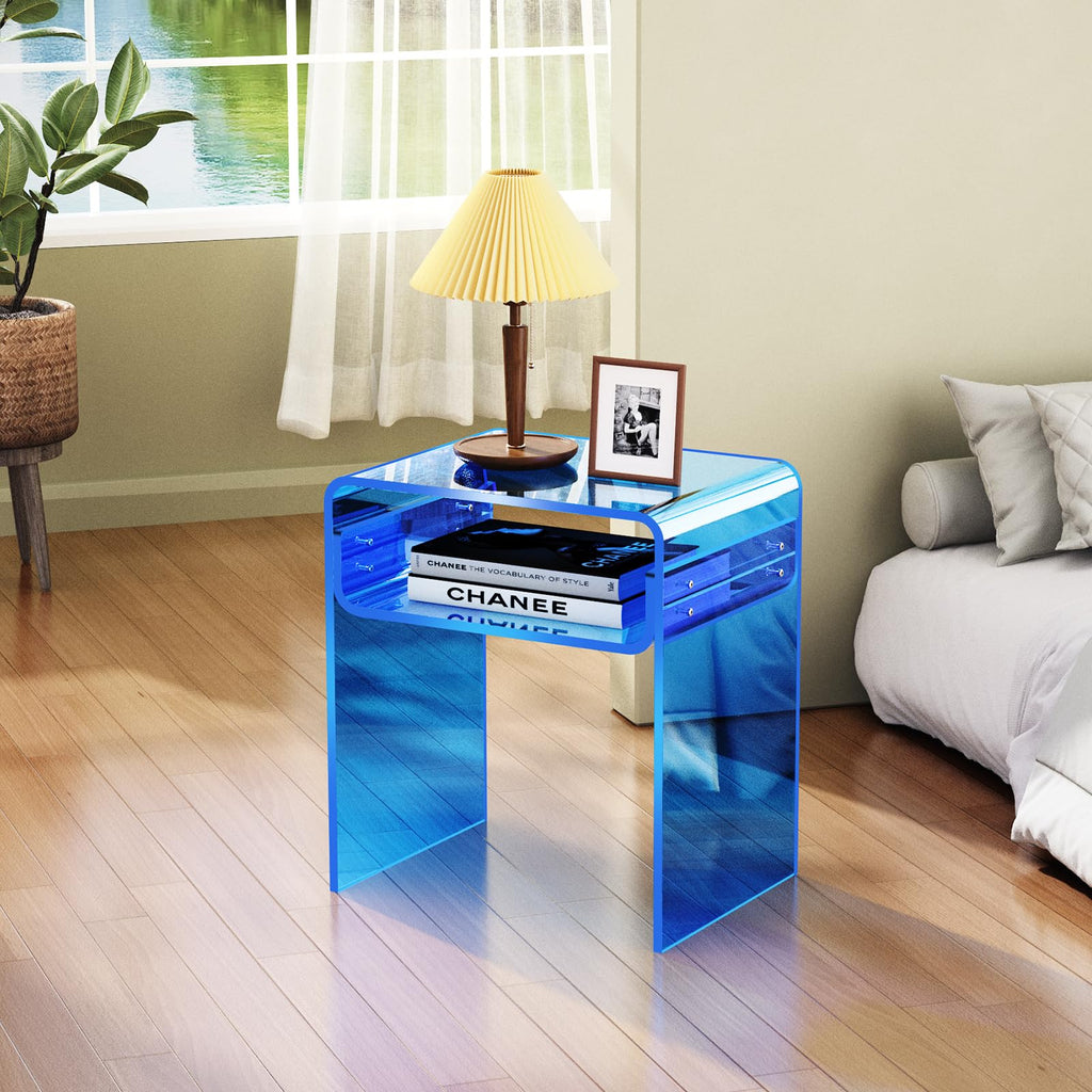 Clear Acrylic End Table 2-Tier Bedside nightstand