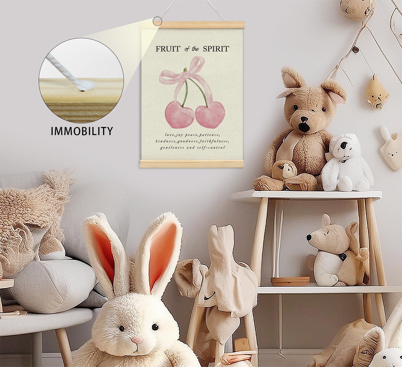 Trendy Bows Pink Coquette Scripture Wall Art Poster Hanger Frame, Christian Bible Verses Posters Wall Art Decor