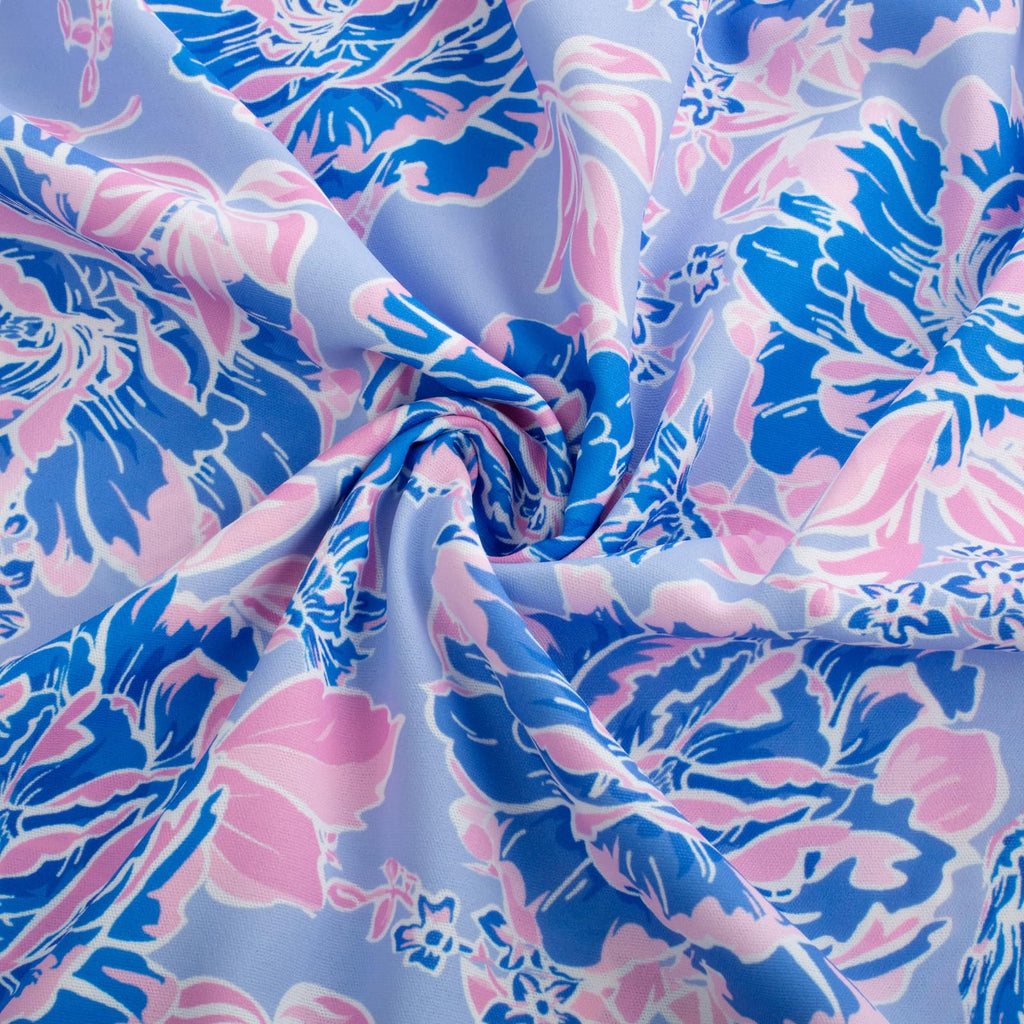 Kate Kasin Women's Summer Floral Boho Dresses Casual Square Neck Smocked Flowy Tiered Beach Midi Dress with Pockets