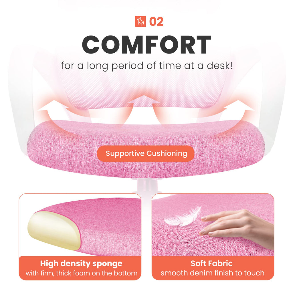 Office Desk Computer Chair Ergonomic Mesh Gaming Mid Back Seat with Comfy Lumbar Support Adjustable Height Swivel