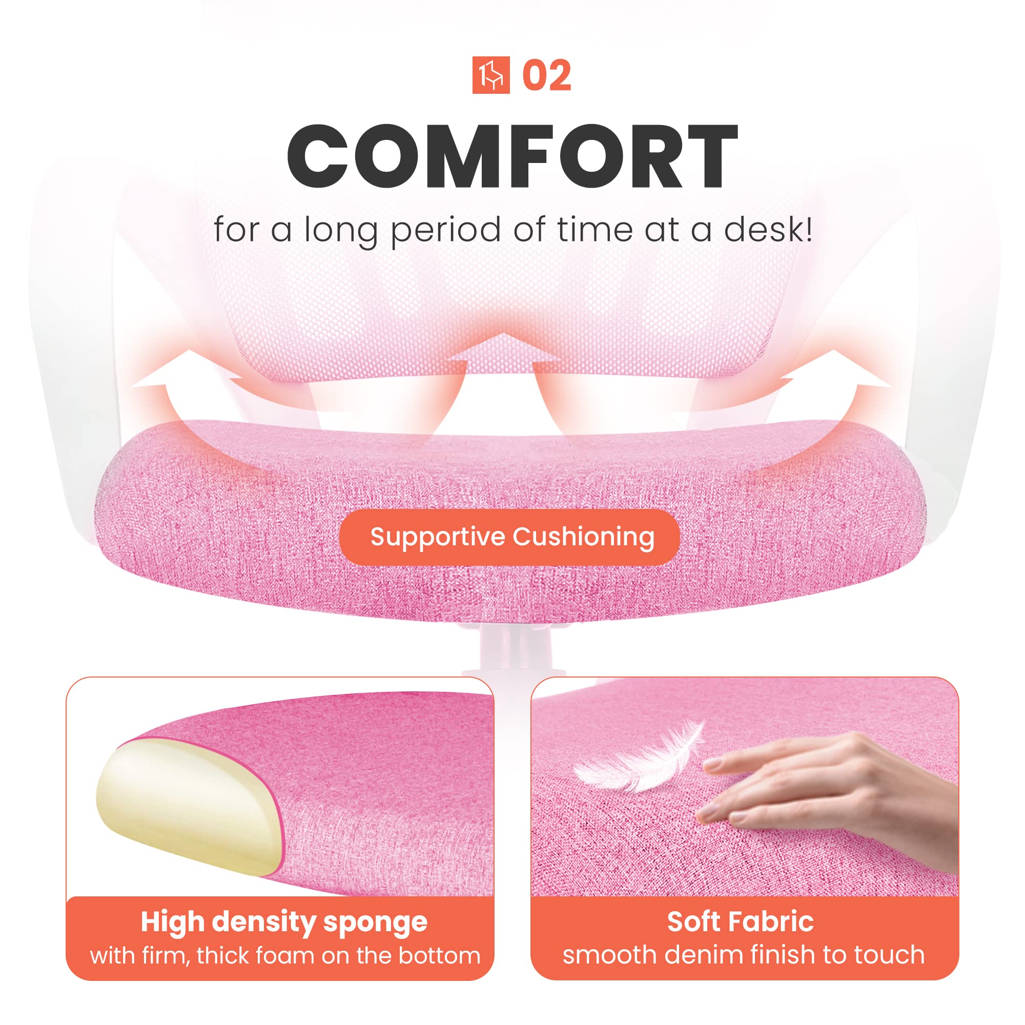 Office Desk Computer Chair Ergonomic Mesh Gaming Mid Back Seat with Comfy Lumbar Support Adjustable Height Swivel