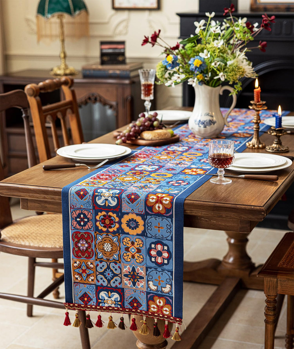 Retro-Luxury Tassels Table Runner Series for Kitchen Dining Table