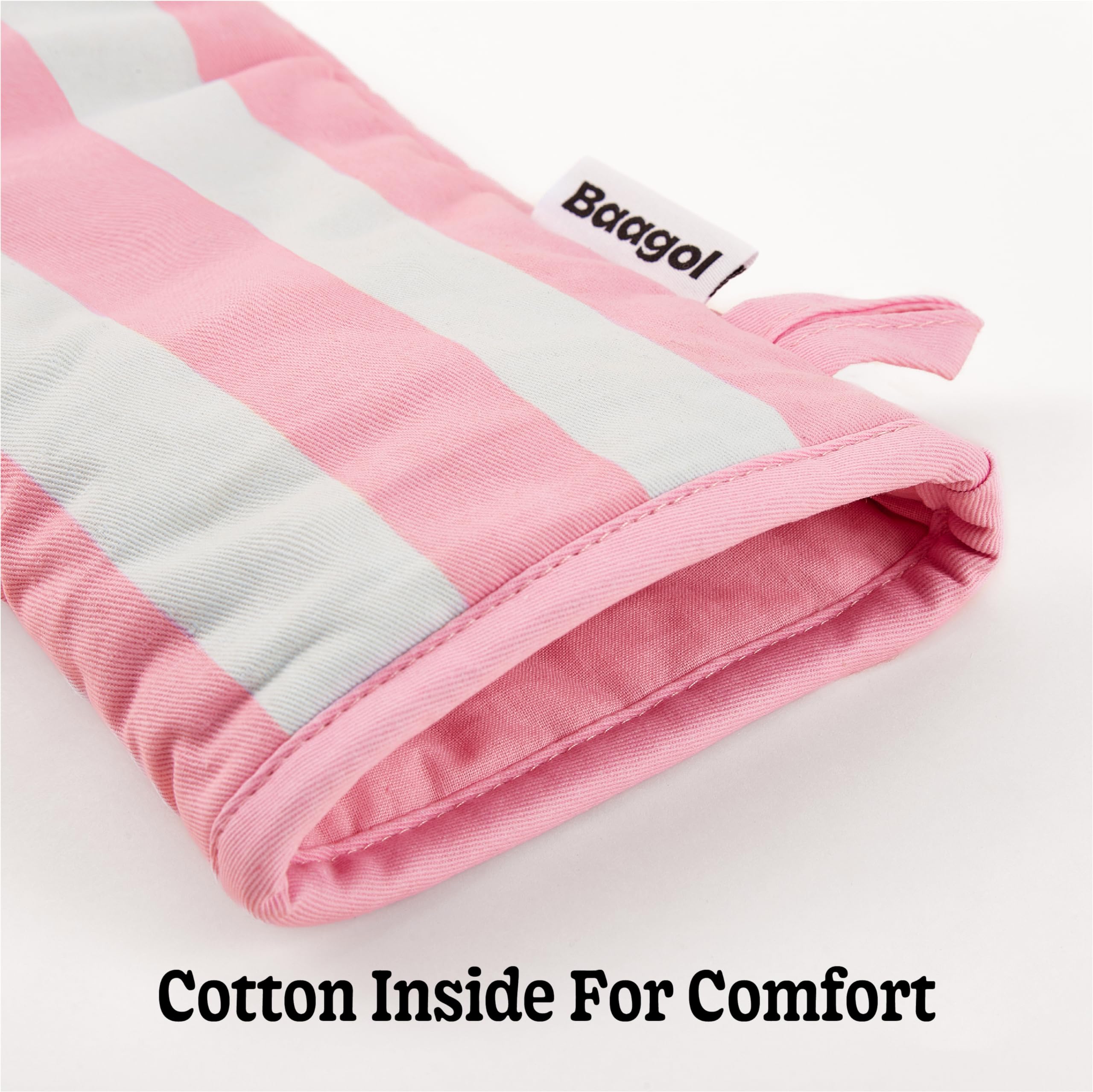 Modern and Cute Cotton Kitchen Mittens with Non-Slip Silicone Grips and Hanging Loops