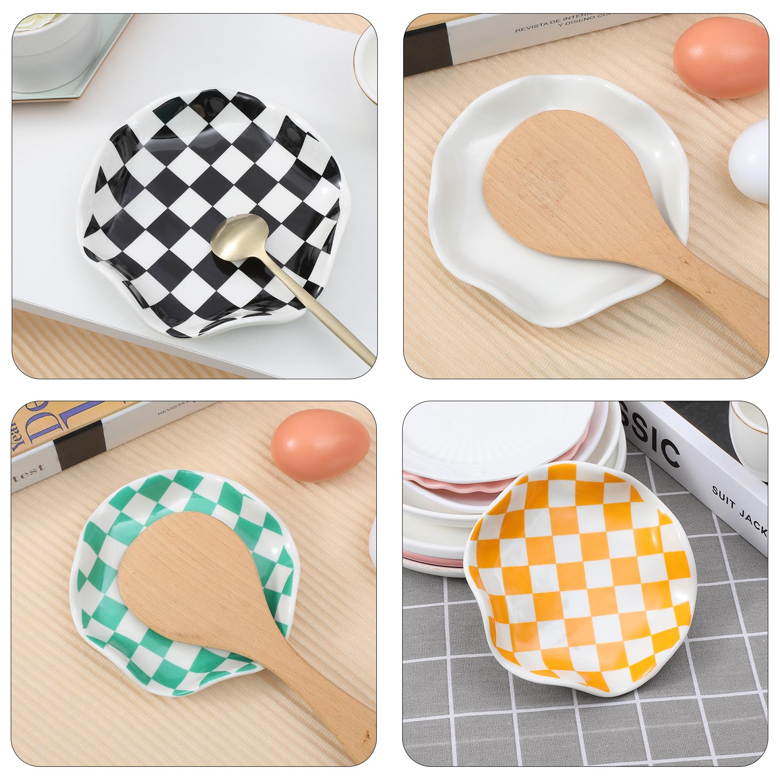 Ceramic Spoon Rest for Stove Top, 5.3 Inch Kitchen Counter Holder, Coffee and Cooking Utensil Rest, Heat-Resistant