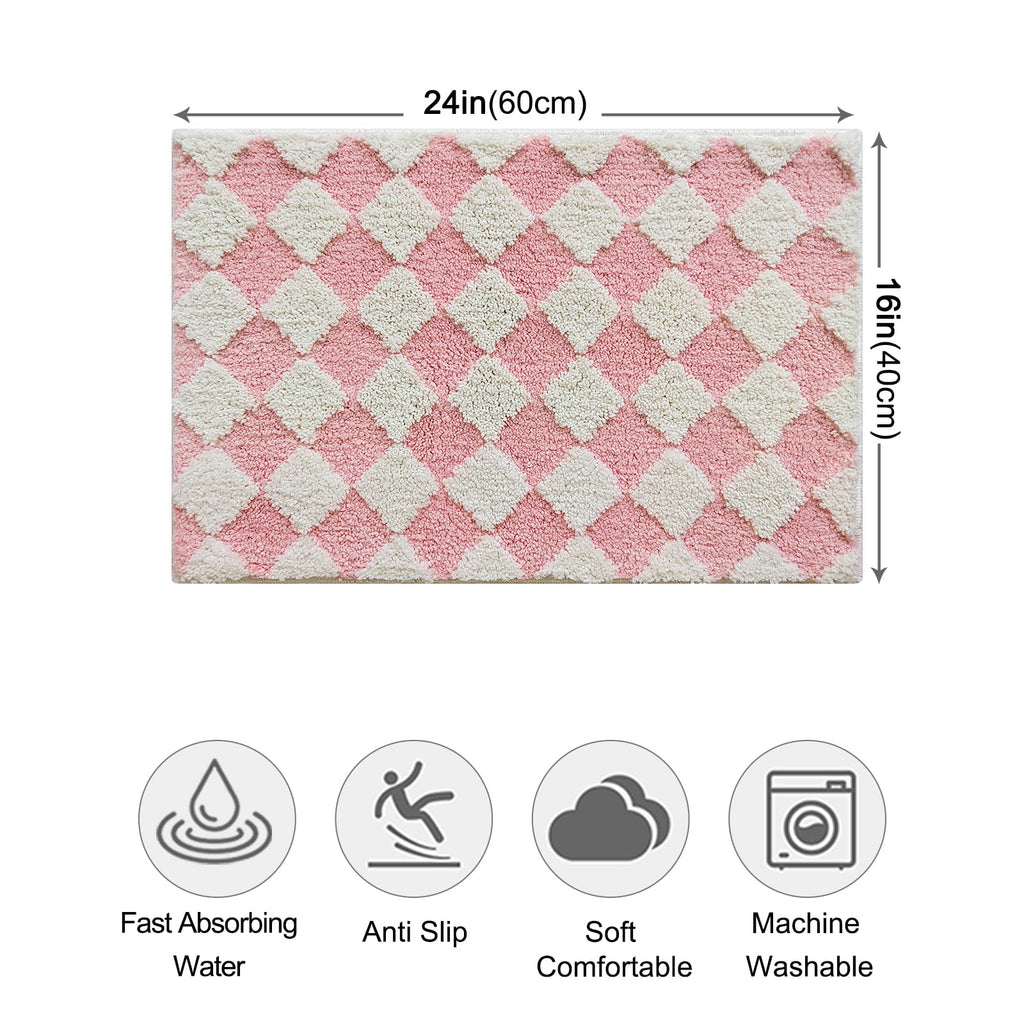 Cute Bath Mat for Bathroom Soft Super Absorbent Non Slip TPR Backing, Quick Drying, Machine Washable Bath