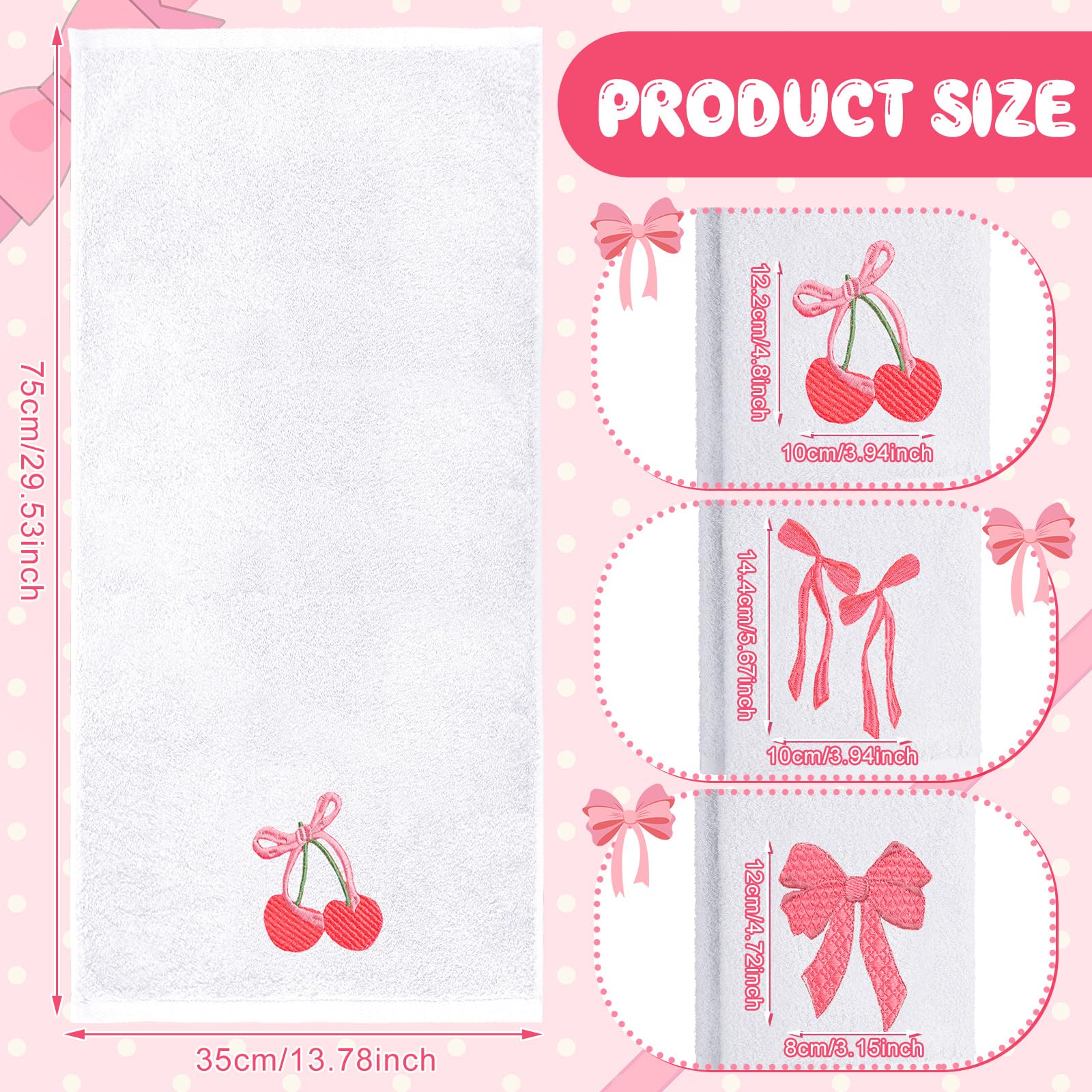 Hand Towels Embroidered Decorative Towel 100% Cotton Soft Absorbent Kitchen Facecloth Preppy Bathroom Decor 13.7 x 29.5''