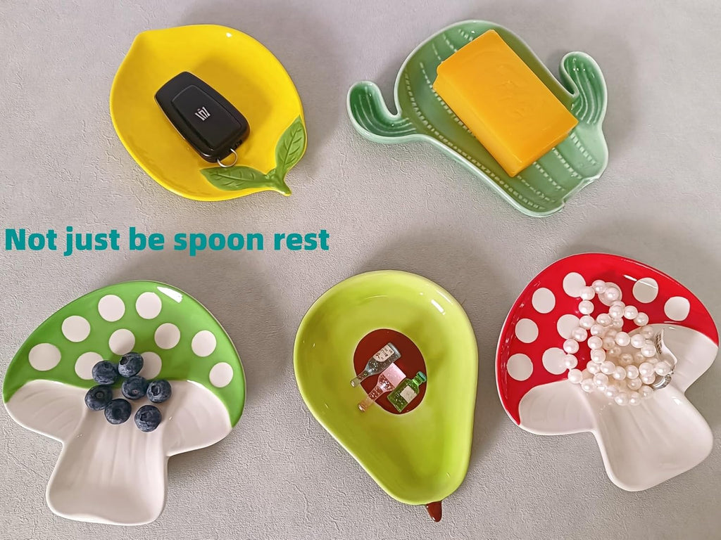 Ceramic Spoon Rest for Stove Top, Avocado Cute Spoon Rest for Kitchen Counter, Cooking Spoon Holder for Kitchen Counter, Utensil Rest