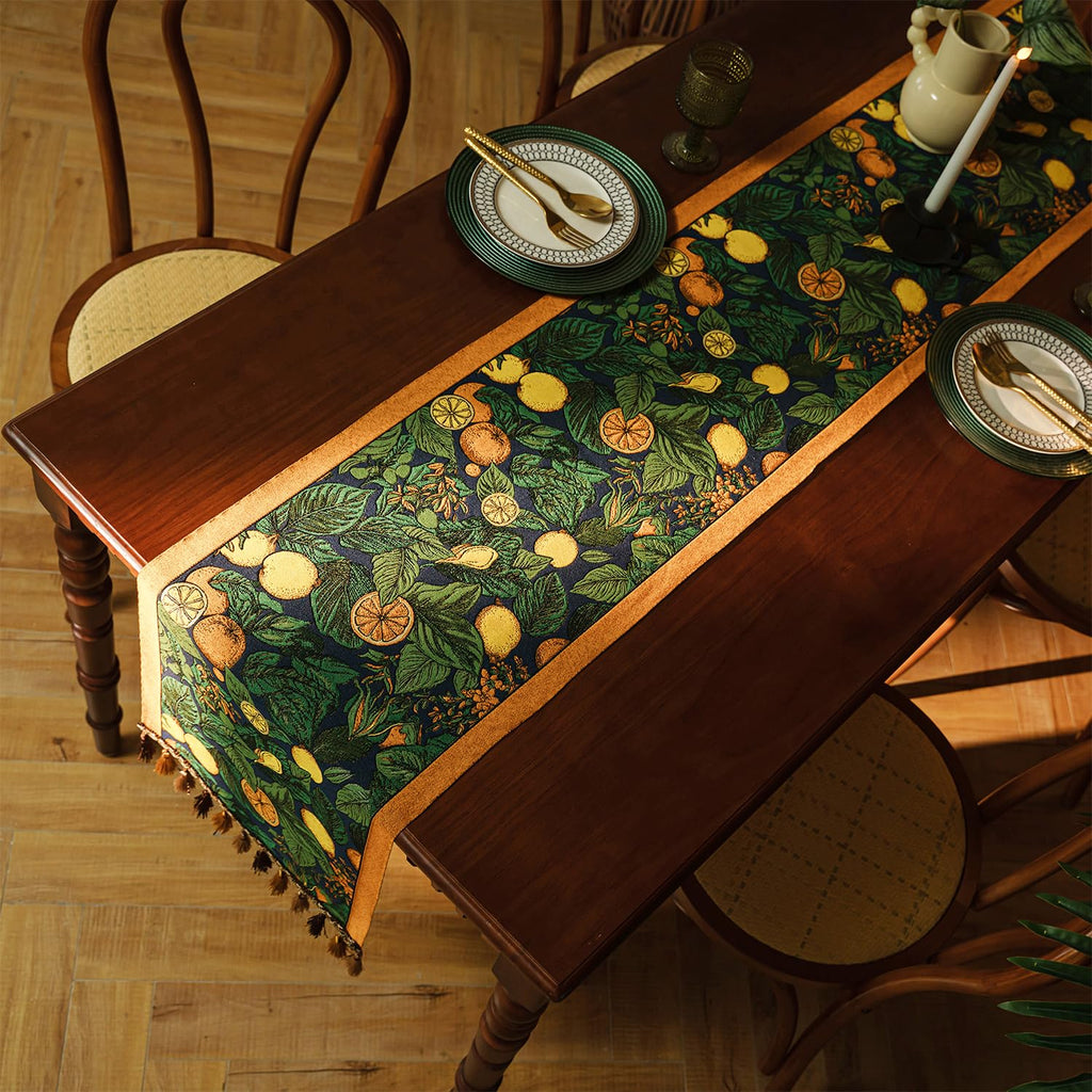 Retro-Luxury Tassels Table Runner Series for Kitchen Dining Table