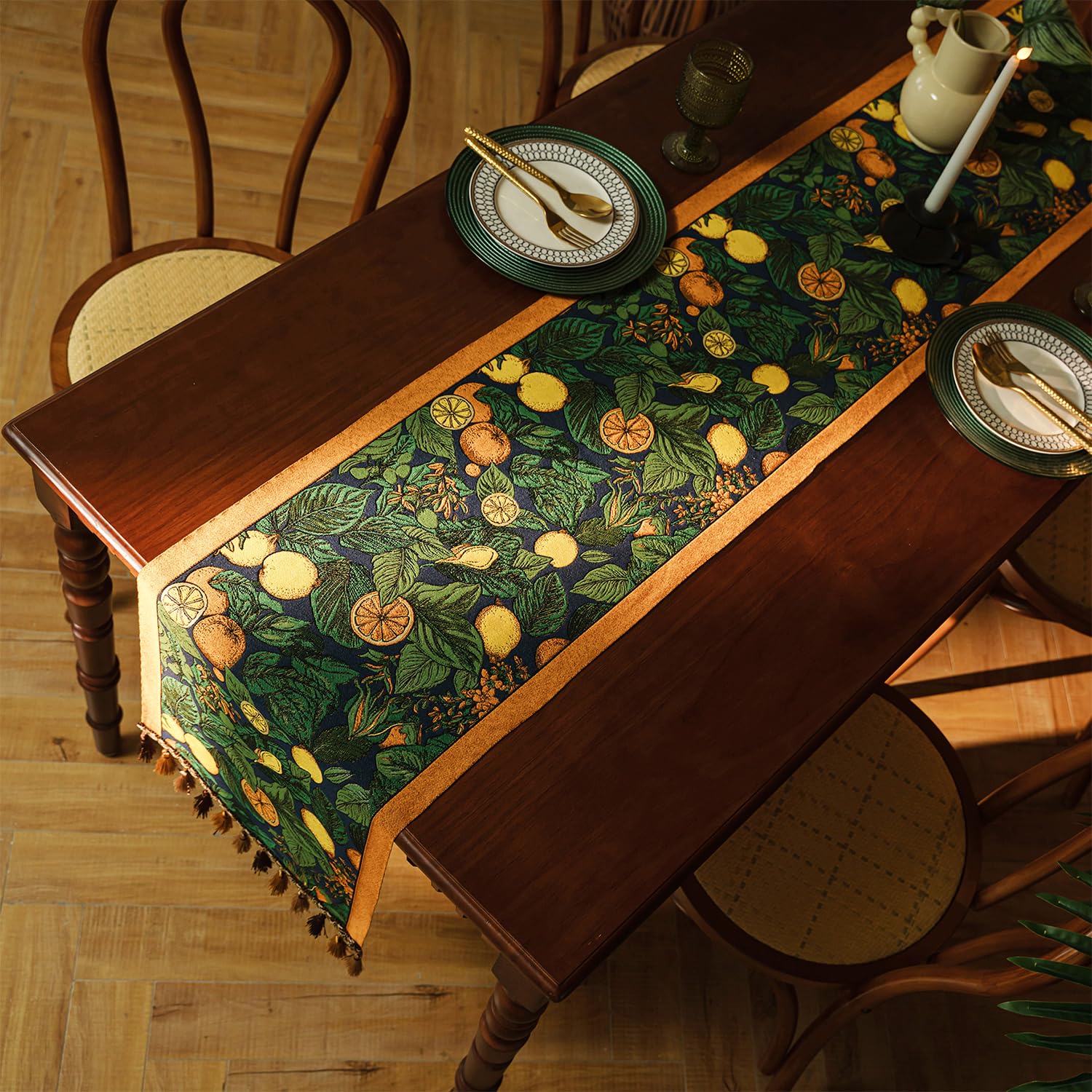 Retro-Luxury Tassels Table Runner Series for Kitchen Dining Table