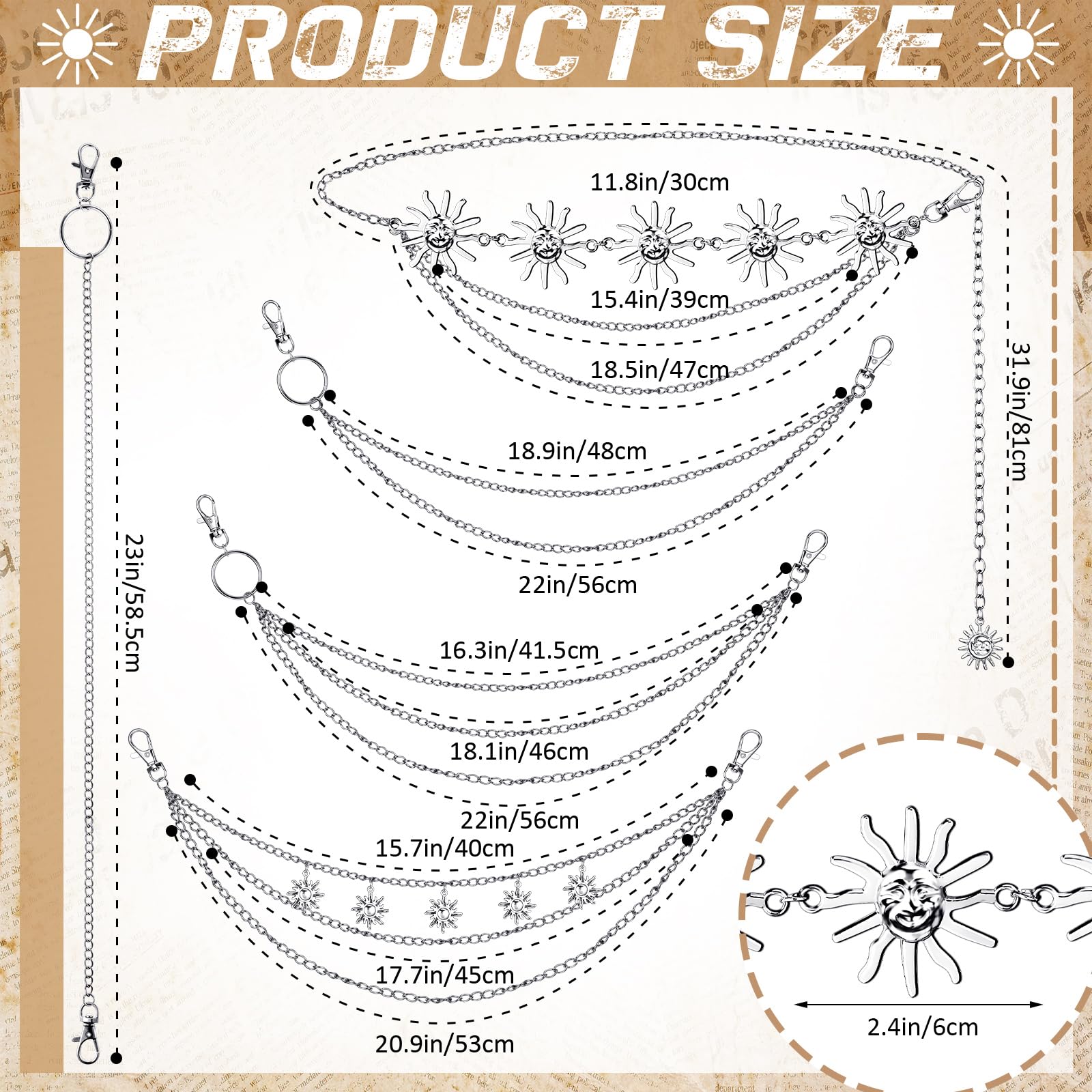 Multi-Layer Chain Belt â€?5-Piece Hip Hop Metal Wallet Chains for Jeans & Pants