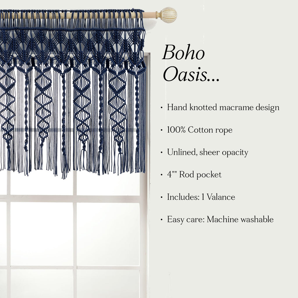 Lush Decor Boho Macrame Textured Cotton Valance Curtain