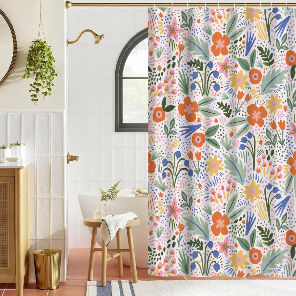 Cute Shower Curtain for Bathroom Modern Aesthetic Funky Decorative, Pretty Chic Cloth Set with Hooks, 72x72 Inch