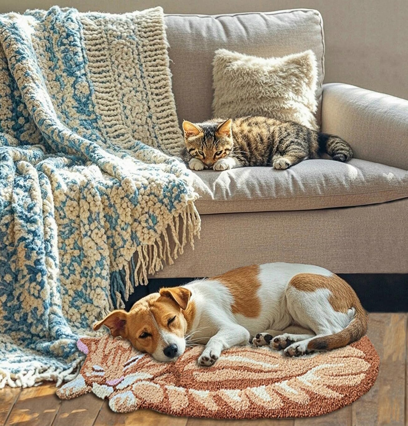 Shaped Hand-Hooked Accent Rug Throw Rug Area Rug Door Mat for Home décor