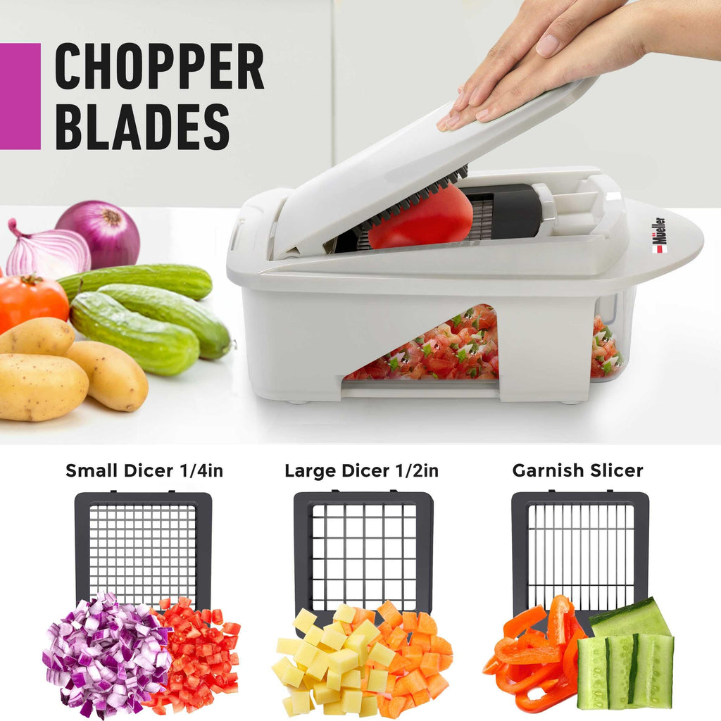 Mueller Pro-Series All-in-One, Mandoline Slicer for Kitchen, Food Chopper, Cucumber Slicer and Spiralizer, Cutter, Dicer, Grater, Kitchen Essentials