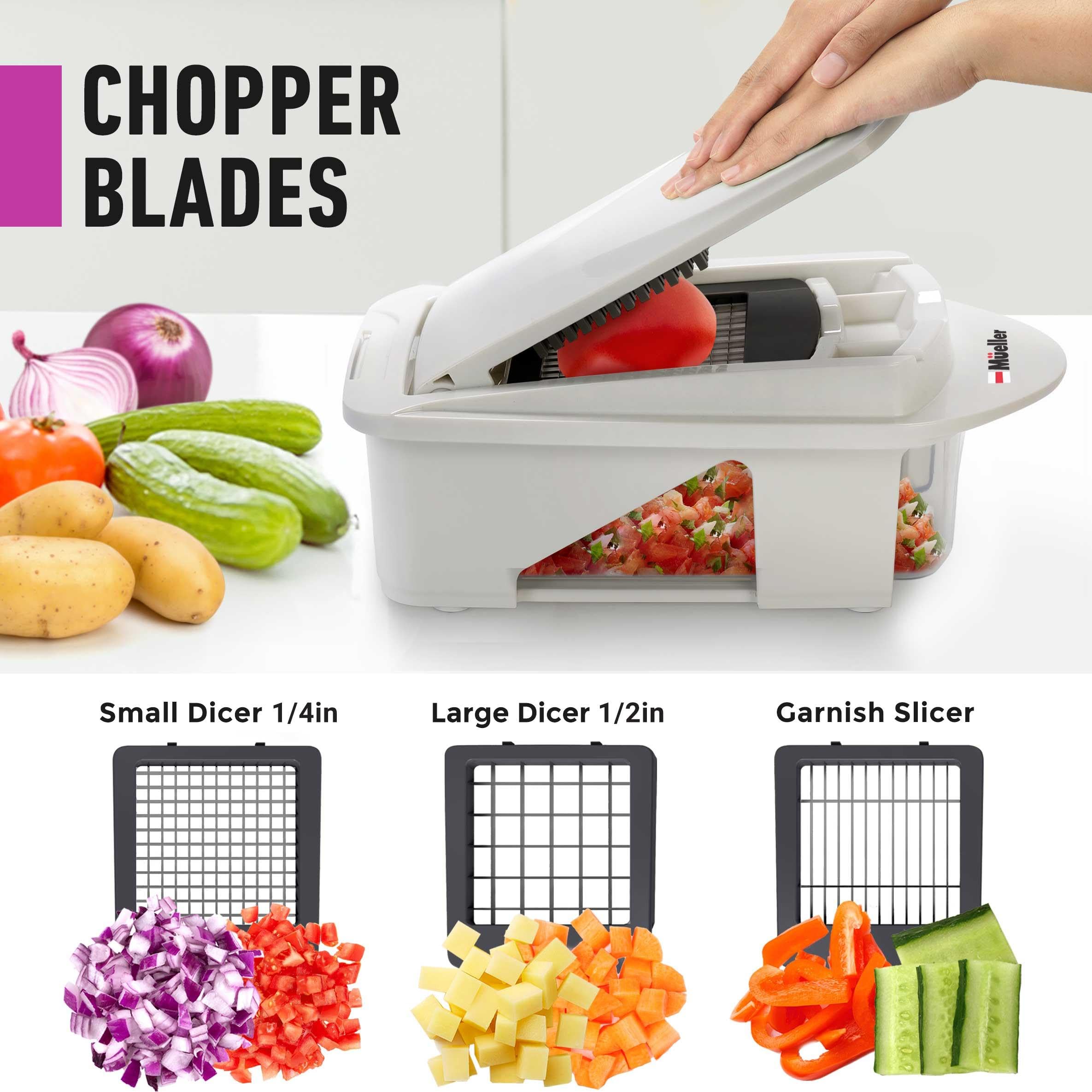 Mueller Pro-Series All-in-One, Mandoline Slicer for Kitchen, Food Chopper, Cucumber Slicer and Spiralizer, Cutter, Dicer, Grater, Kitchen Essentials