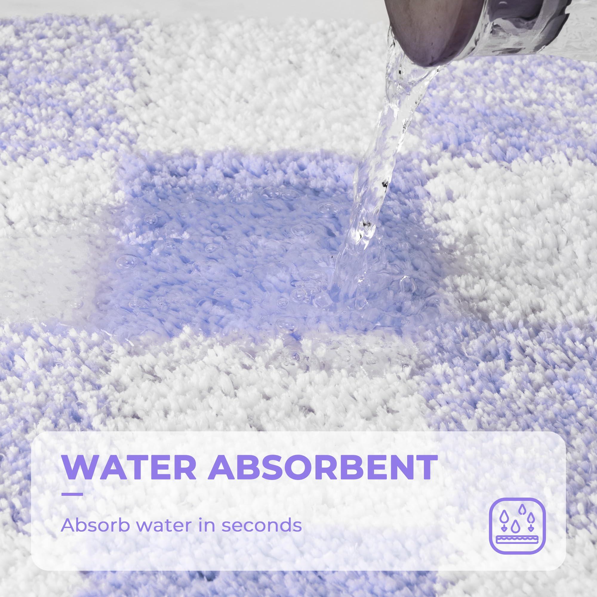 Checkered Bathroom Rugs, Fluffy Rug, Absorbent Microfiber Ultra Soft Bath Mat Washable, Non-Slip Bath Mats for Bathroom, Cute Floor Mat