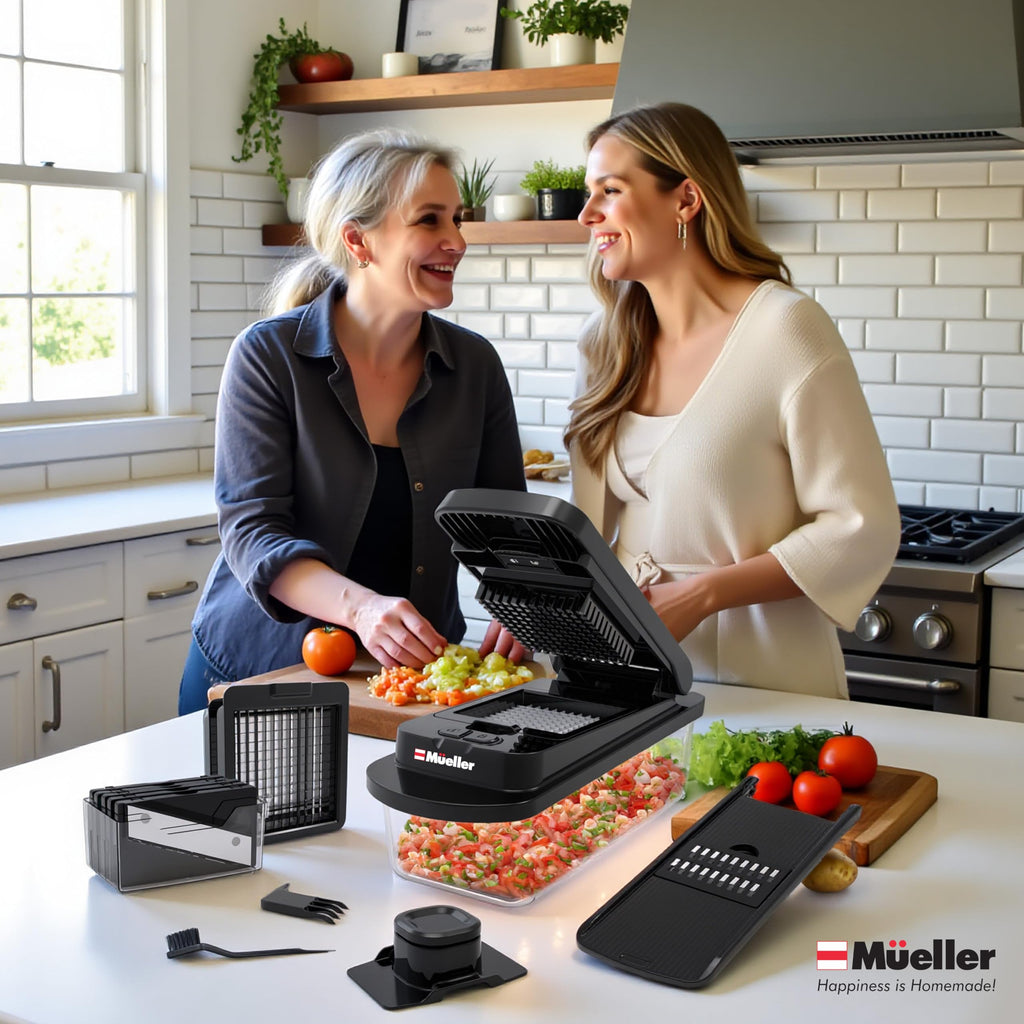 Mueller Pro-Series All-in-One, Mandoline Slicer for Kitchen, Food Chopper, Cucumber Slicer and Spiralizer, Cutter, Dicer, Grater, Kitchen Essentials