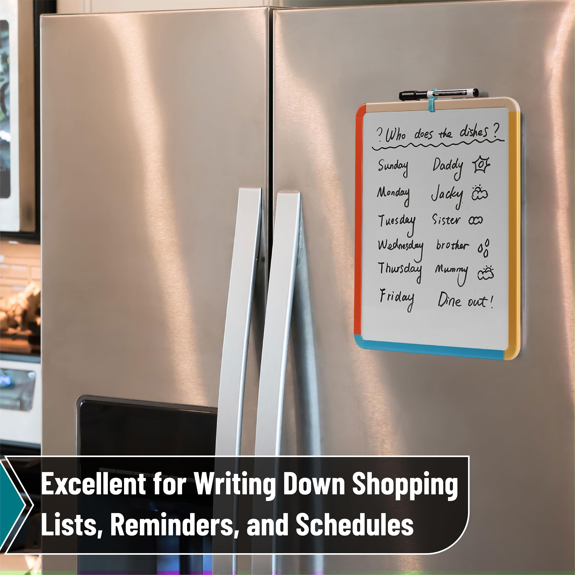 Dry Erase Board, 14â€?x 11â€?with a Black Dry Erase Marker Color Frame, Small White Board Dry Erase Whiteboard