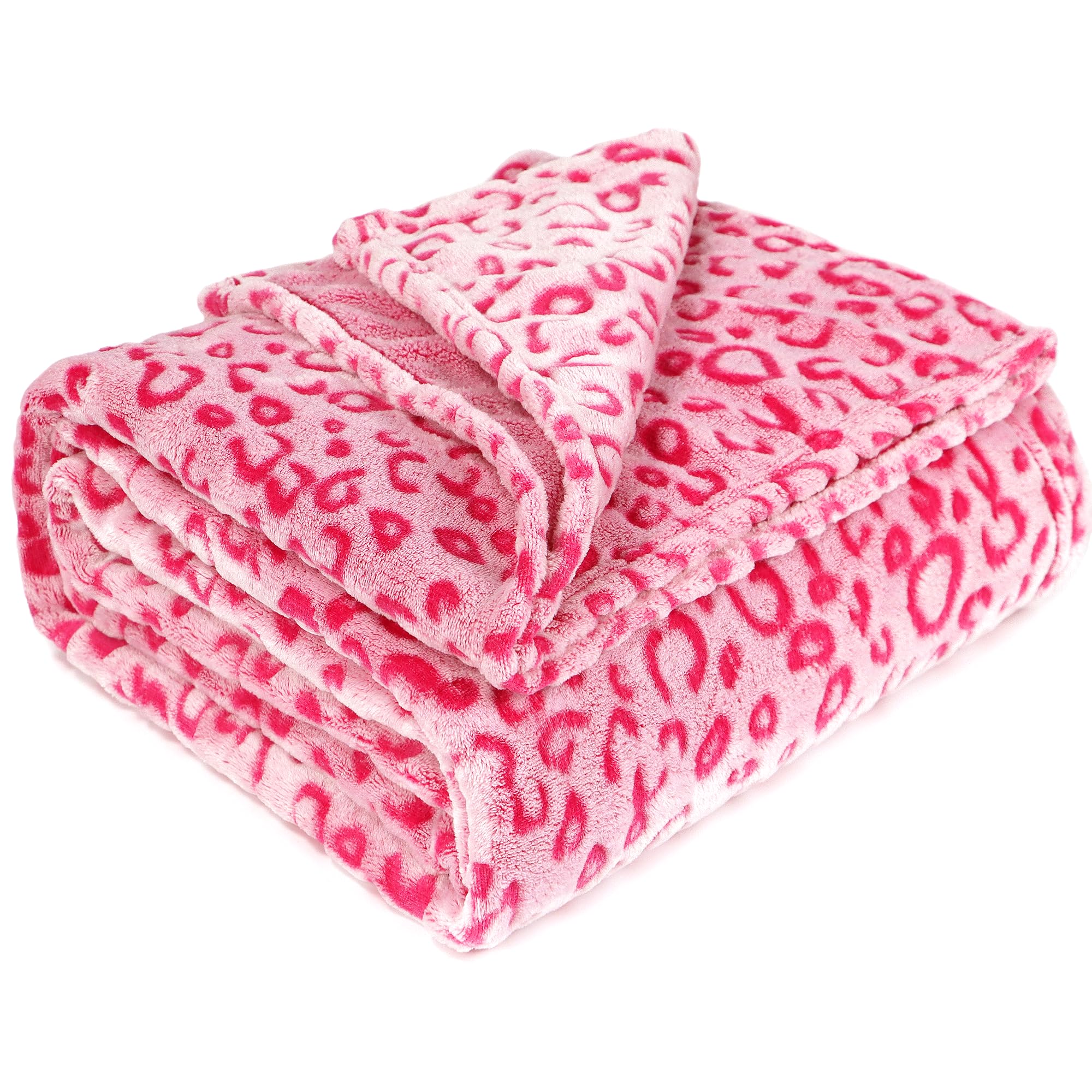 Leopard Throw Blanket - Cheetah Print Soft Fleece Blanket Hot Pink Fuzzy Plush Blankets Cute Bed Couch Decor