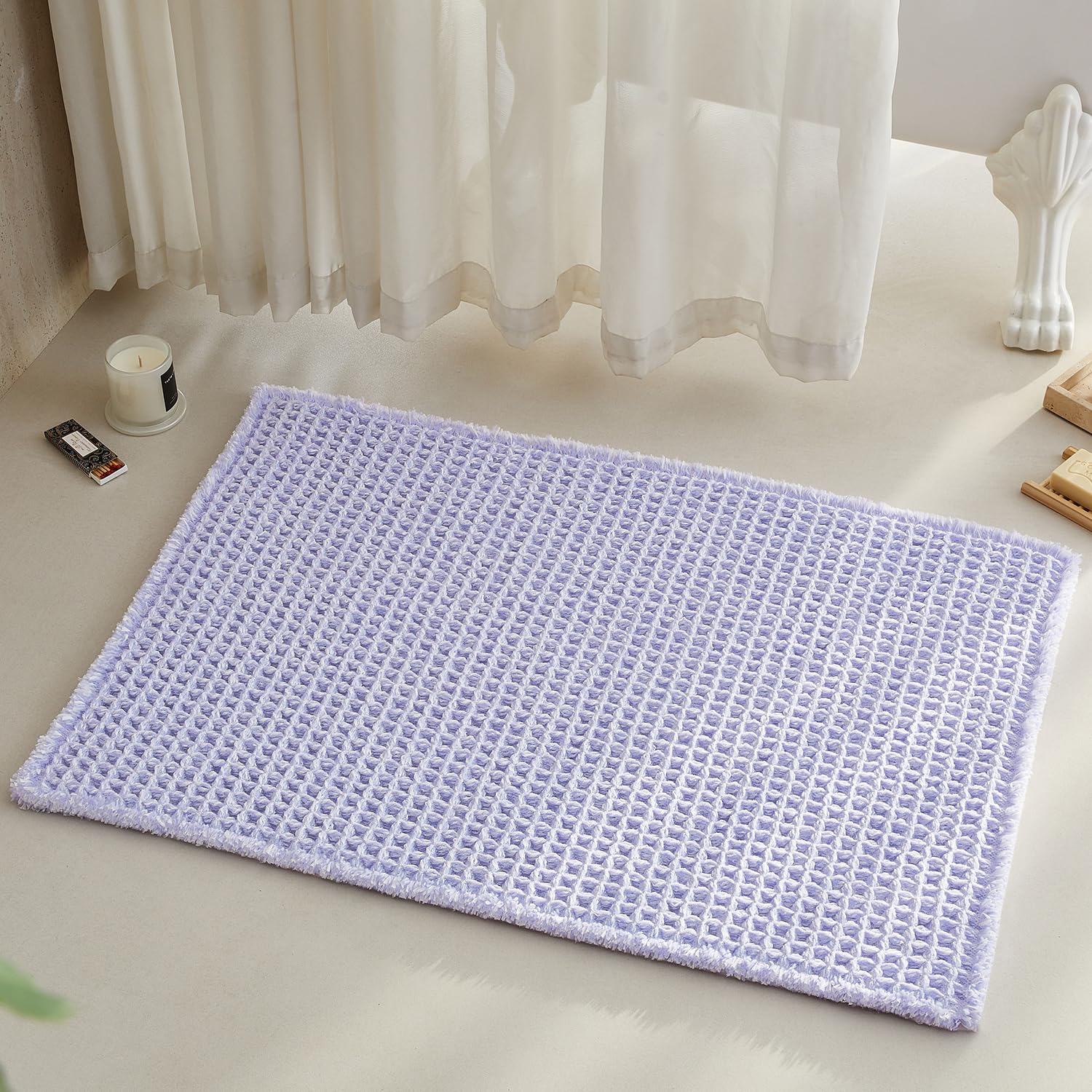 Waffle Bath Mat Non Slip Washable Quick Dry Cute Bath Mat