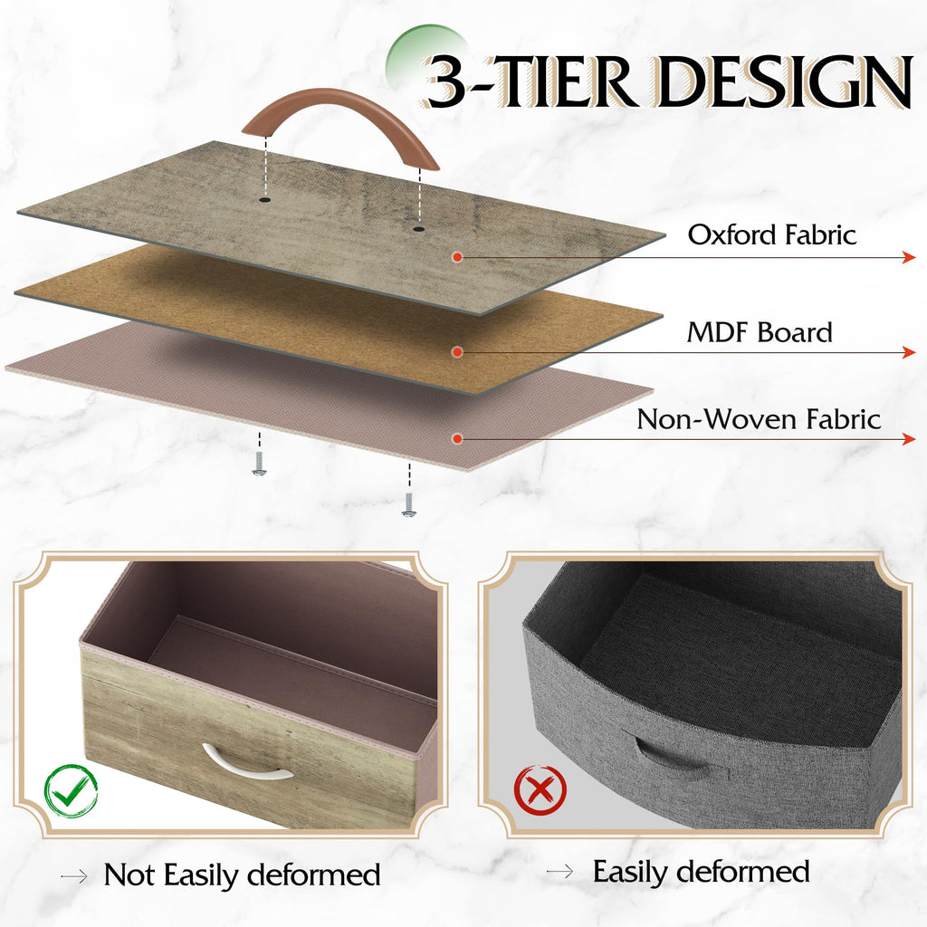 Drawer Fabric 9 Dresser â€?Tall Storage Tower with Bins, Steel Frame, and Wood Top