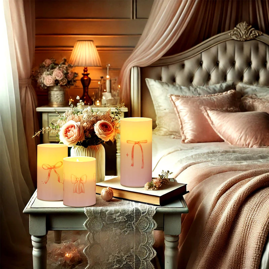 Coquette Flameless Candles LED Battery Pillar Candles Set Battery Operated with Remote