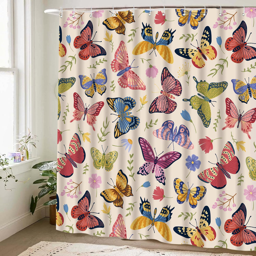 Cute Shower Curtain for Bathroom Modern Aesthetic Funky Decorative, Pretty Chic Cloth Set with Hooks, 72x72 Inch
