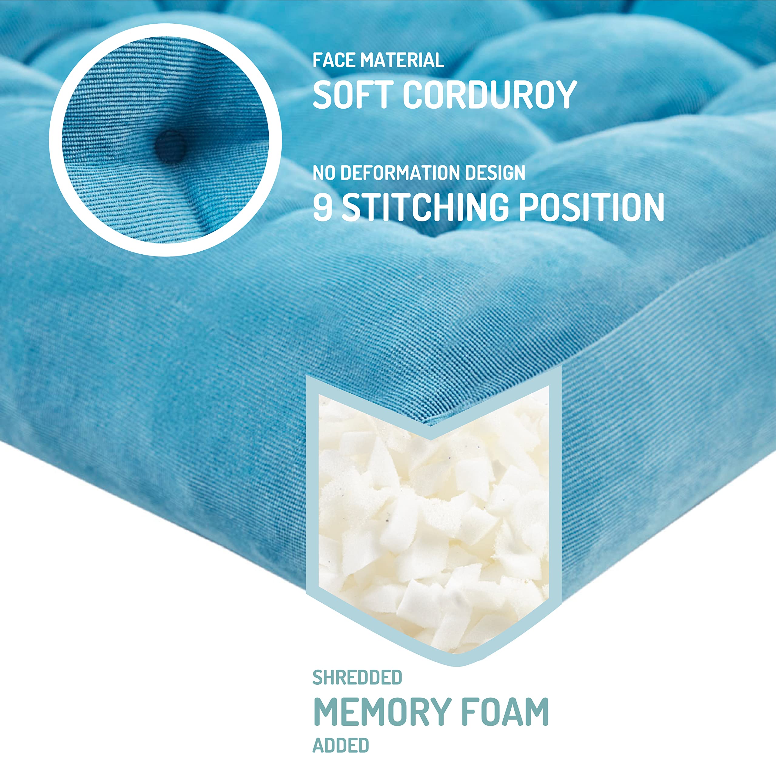 Square Large Pillows Seating Meditation Floor Pillow, Tufted Corduroy Cushion for Living Room