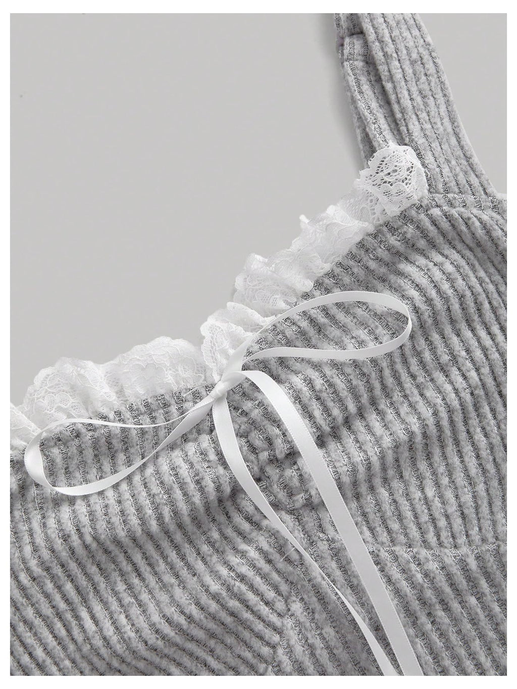 Women's Frill Trim Bow Front Camisole Tank Tops Rib Knit Sleeveless Top