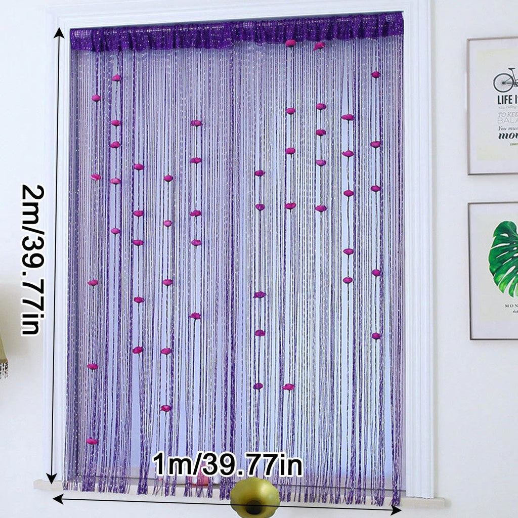 New Beaded String Curtain with Roses - 100 x 200cm Fly Screens for Doors, Tassel Fringe
