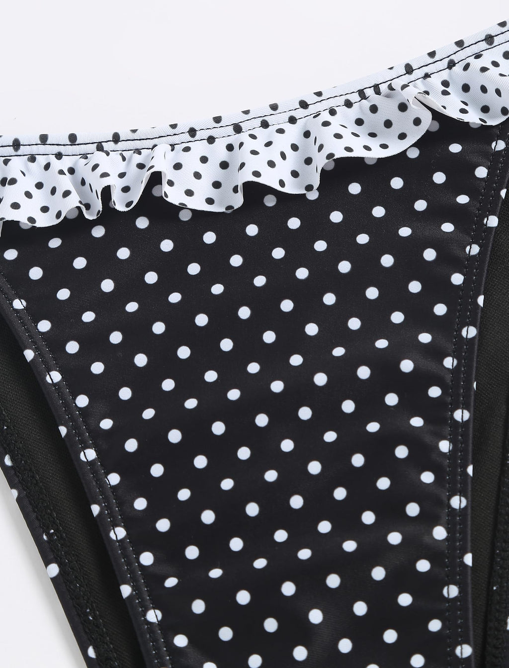 Women's Triangle Bikini Lace Frilled Ruffles Gingham Print Tie Side Spaghetti Strap 2 Pieces Bikini Swimsuit