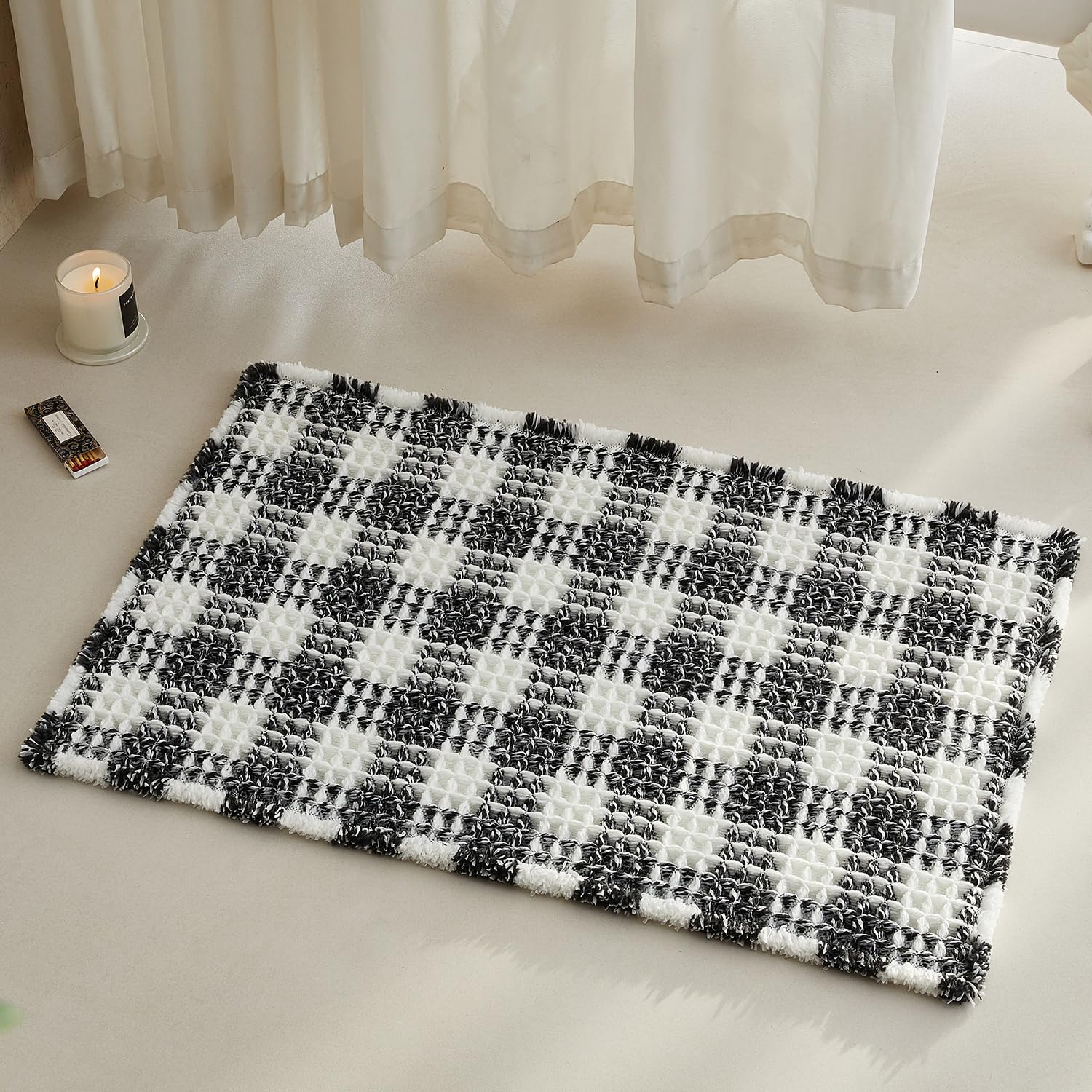 Waffle Bath Mat Non Slip Washable Quick Dry Cute Bath Mat