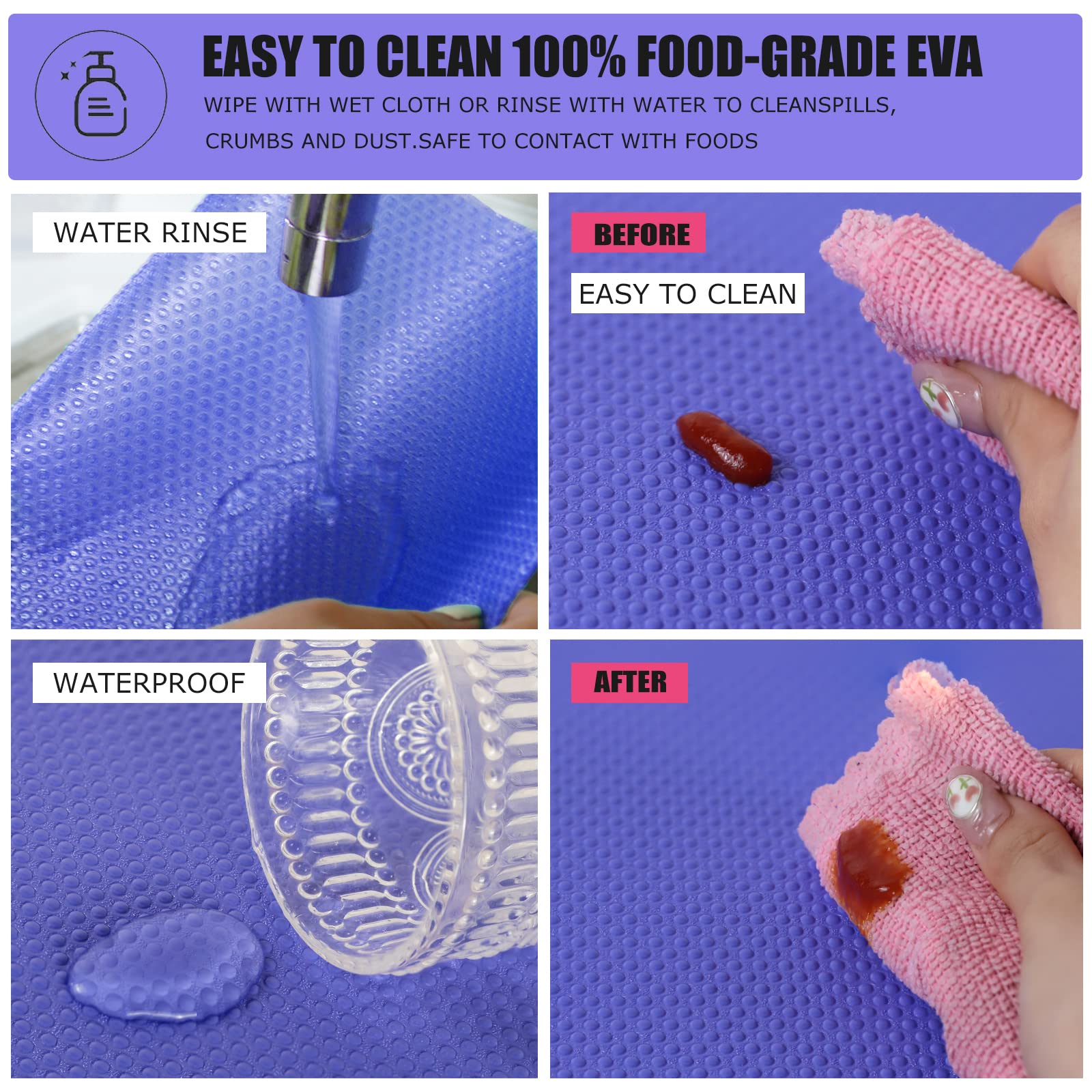 Washable Fridge Liner Mats Covers Pads for Glass Shelf Cupboard Cabinet Drawer Home Kitchen Accessories Organization, 12Pcs Refrigerator Liners