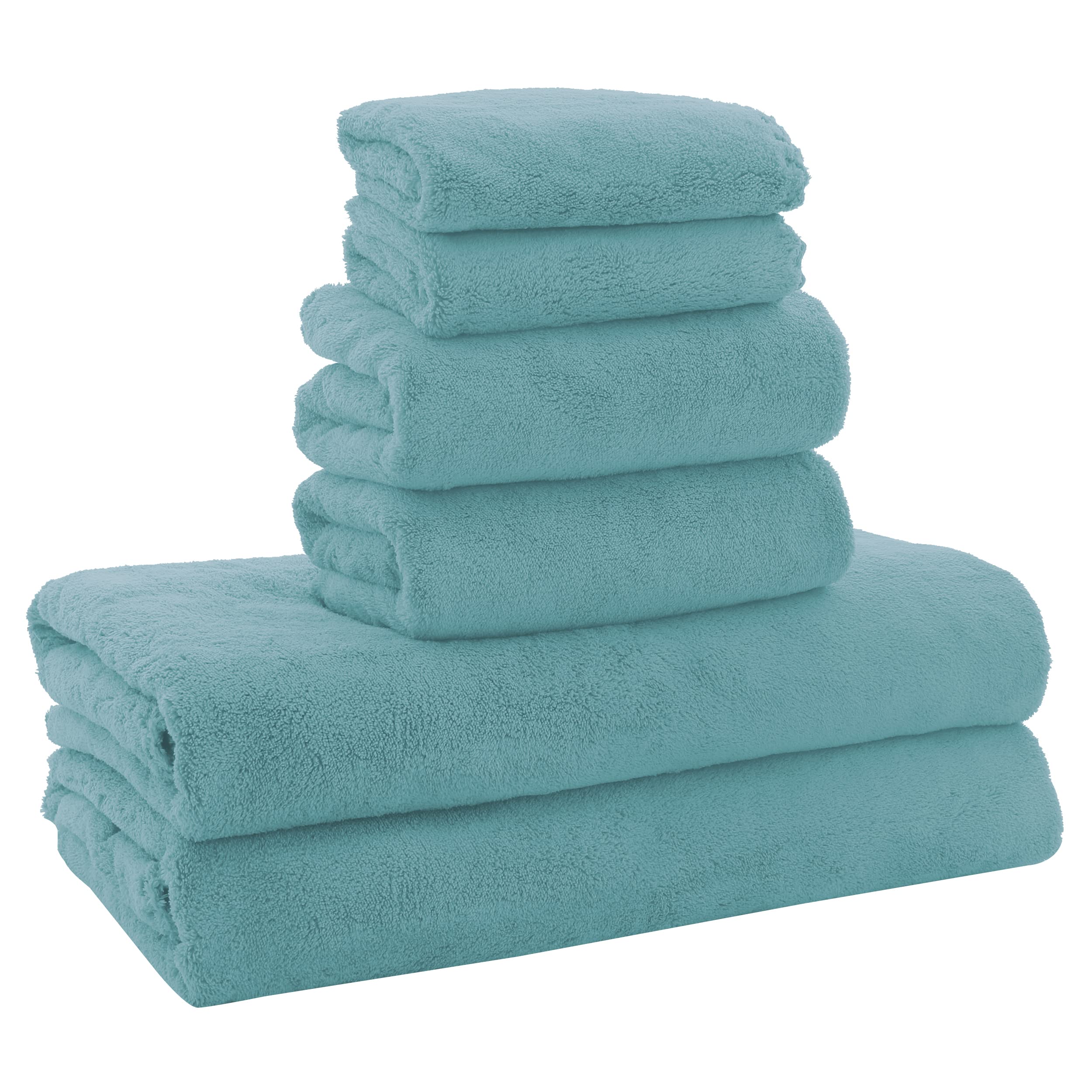 Ultra Soft Towel Set - Quick Drying - 2 Bath Towels 2 Hand Towels 2 Washcloths - Microfiber Coral Velvet Highly Absorbent Towel (6 Pcs)
