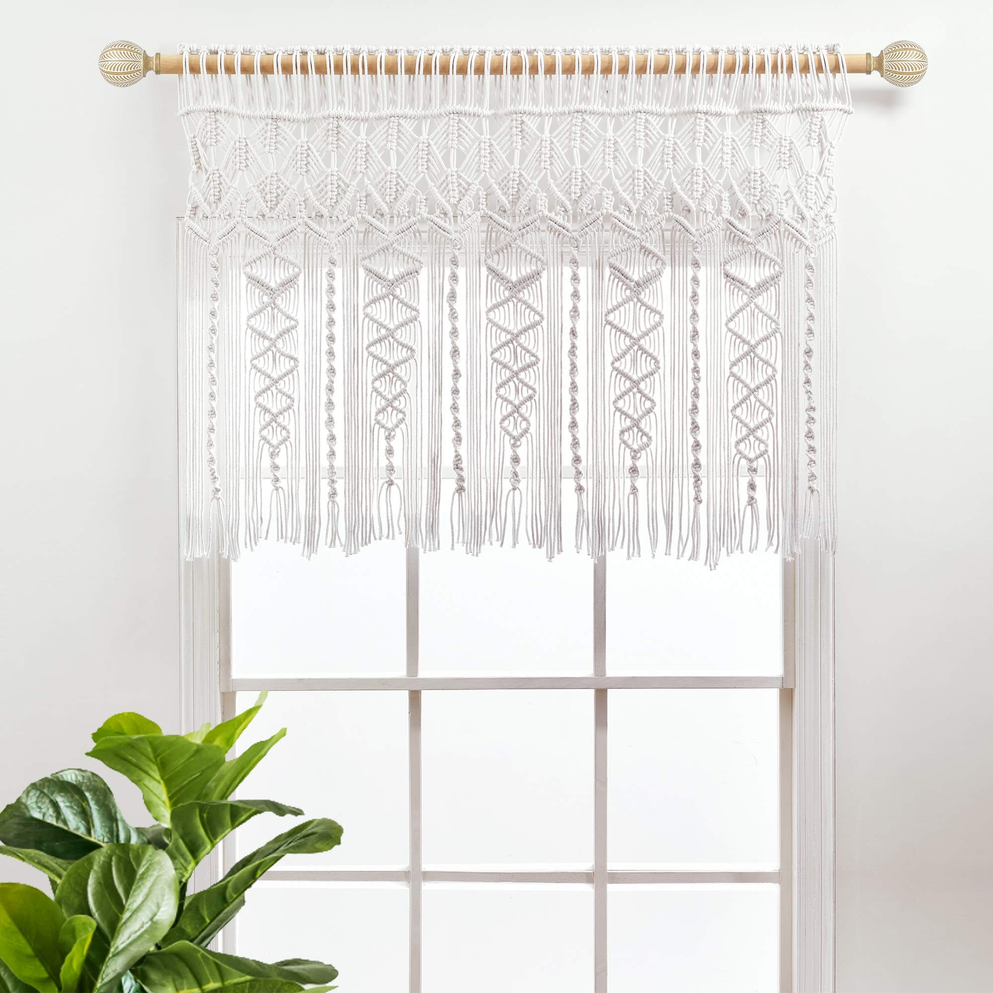 Lush Decor Boho Macrame Textured Cotton Valance Curtain