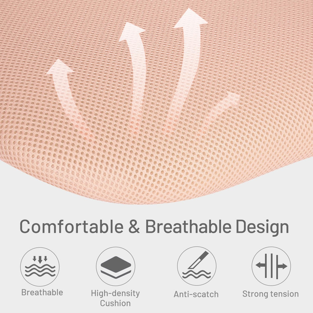 Study Desk Chair Armless Cute, Ergonomic Small Swivel Adjustable Rolling Lightweight Task Chair with Wheels and Mesh Padded Cushion