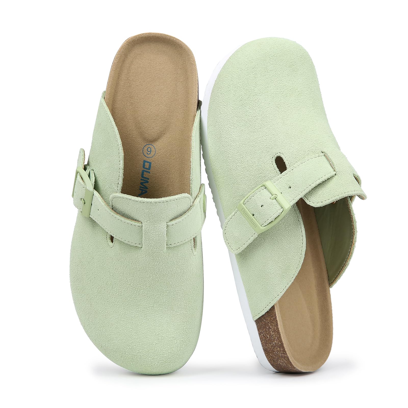 Women's Suede Clog Leather Mules Arch Support with Comfort Cork Footbed