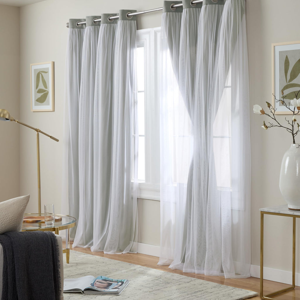Exclusive Home Catarina Layered Solid Room Darkening Blackout and Sheer Grommet Curtain Panel