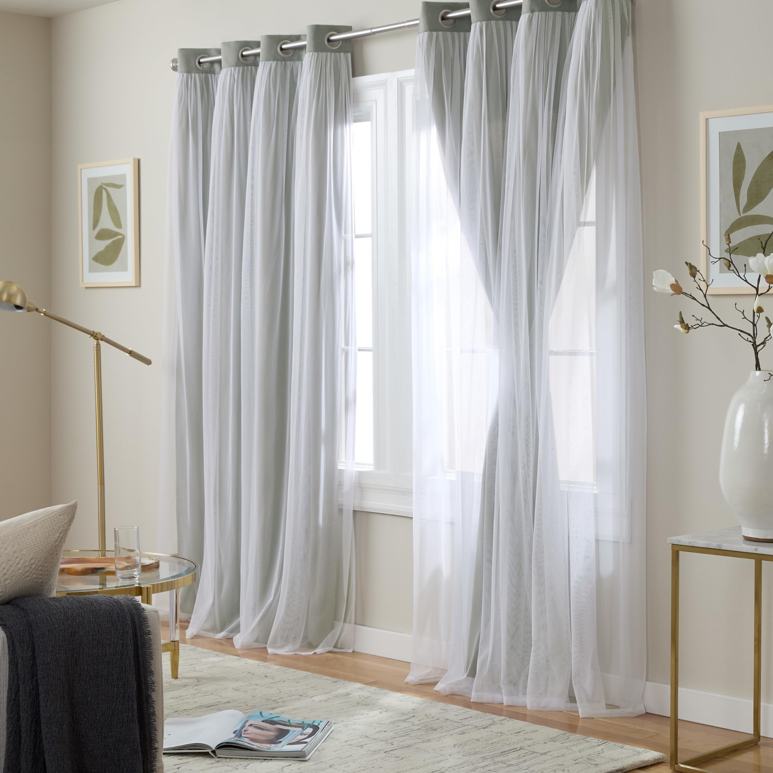 Exclusive Home Catarina Layered Solid Room Darkening Blackout and Sheer Grommet Curtain Panel