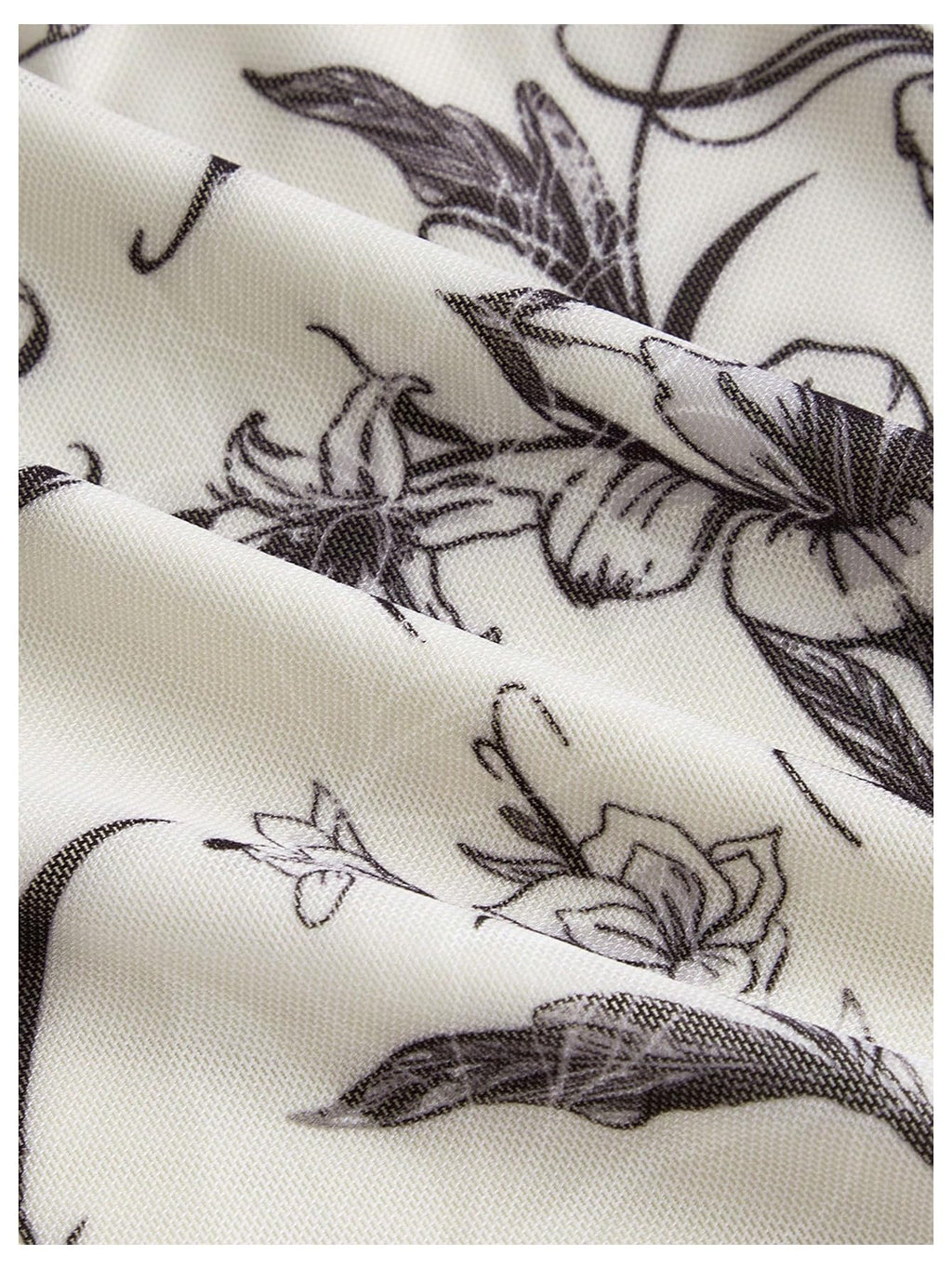 Verdusa Women's Floral Print Mesh Bell Sleeve Tie-Front Top with Lettuce Trim