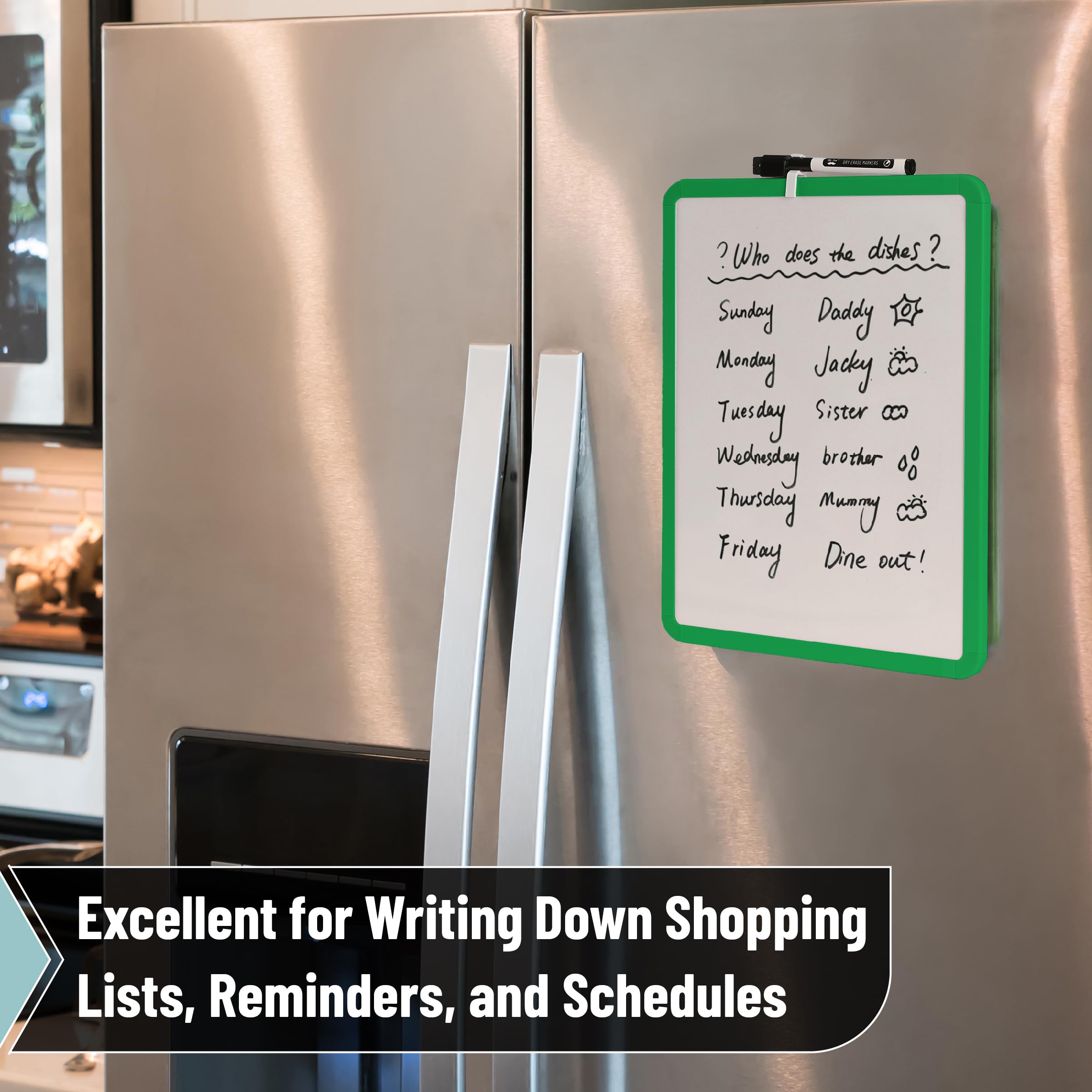 Dry Erase Board, 14â€?x 11â€?with a Black Dry Erase Marker Color Frame, Small White Board Dry Erase Whiteboard