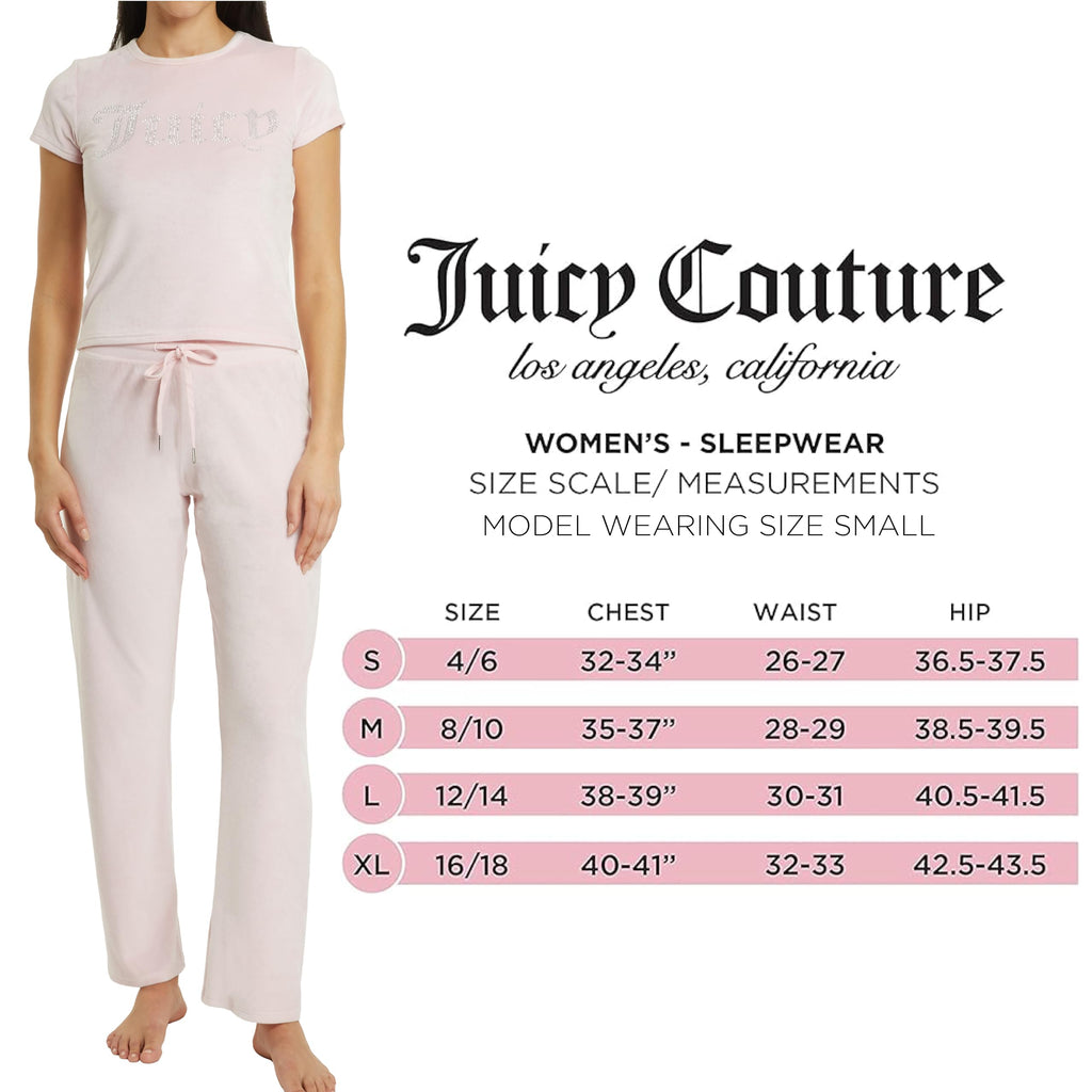 Juicy Couture Women's 2-Piece Velvet Fleece Lounge Sleepwear Set â€?Short Sleeve Shirt and Pants