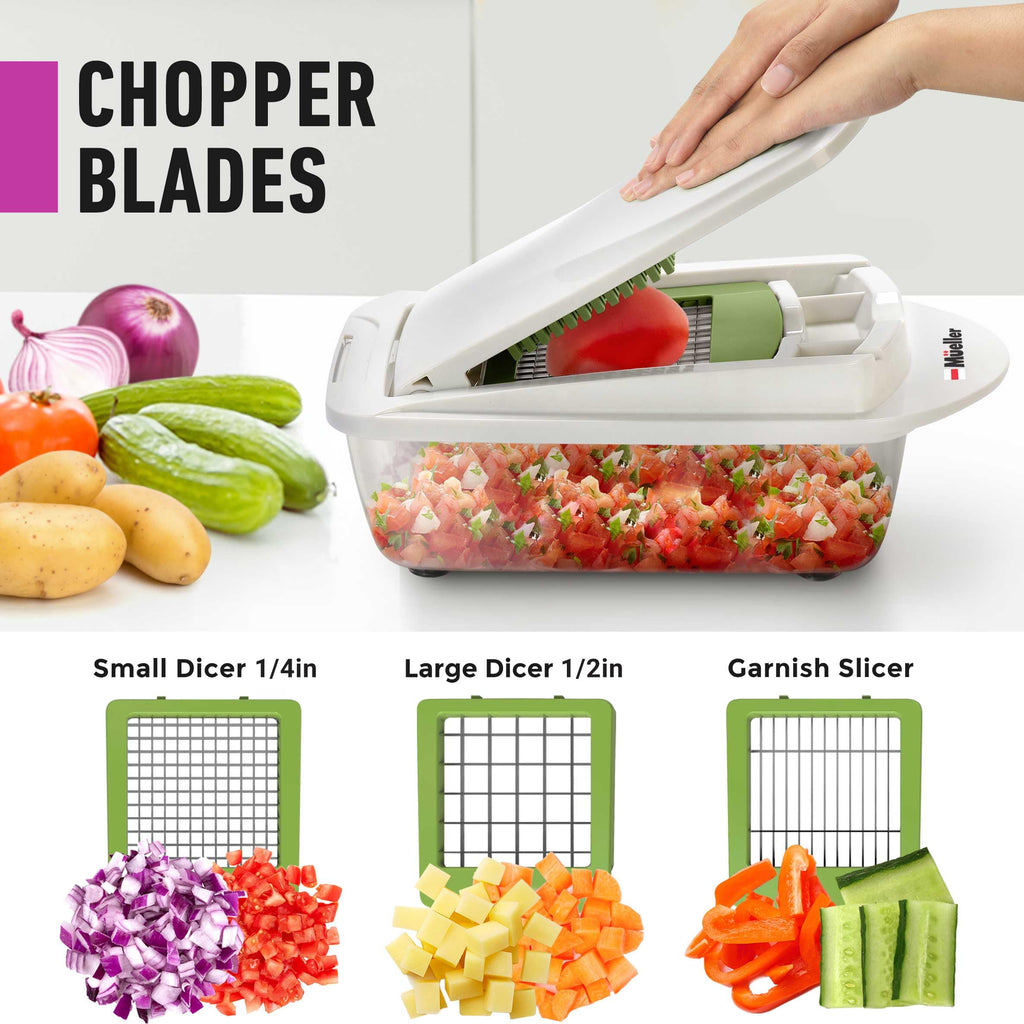 Mueller Pro-Series All-in-One, Mandoline Slicer for Kitchen, Food Chopper, Cucumber Slicer and Spiralizer, Cutter, Dicer, Grater, Kitchen Essentials