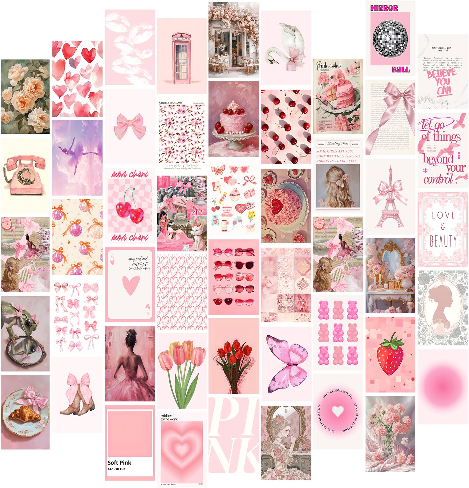 Coquette Room Decor Aesthetic Pictures 50 PCS - Coquette Wall Art Prints 4"x6", Trendy Cute Wall Decor