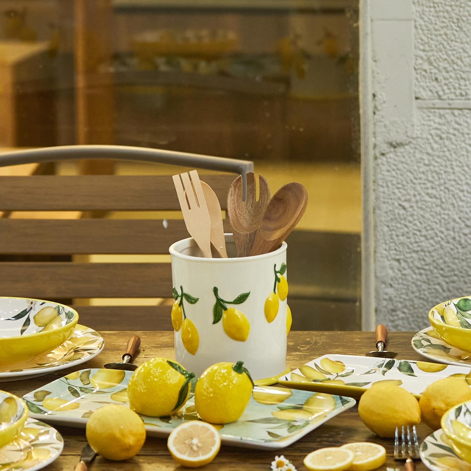 Lemon Shape Cute Handpainted Stoneware Salt & Pepper Shaker Set Decorative