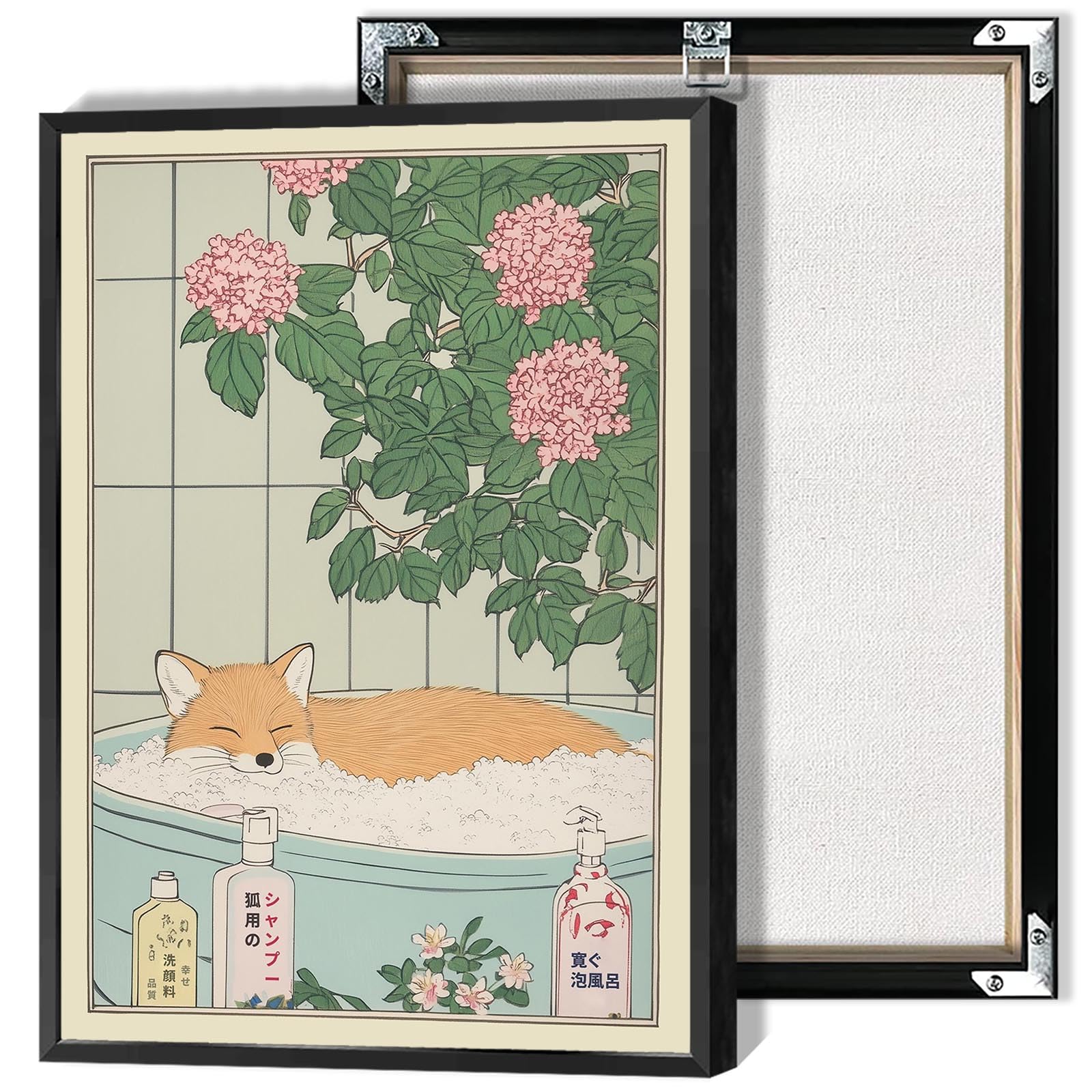 Vintage Posters Japanese Aesthetic Bathroom Canvas Wall Art Minimalism Cute Animal Relax Prints Painting