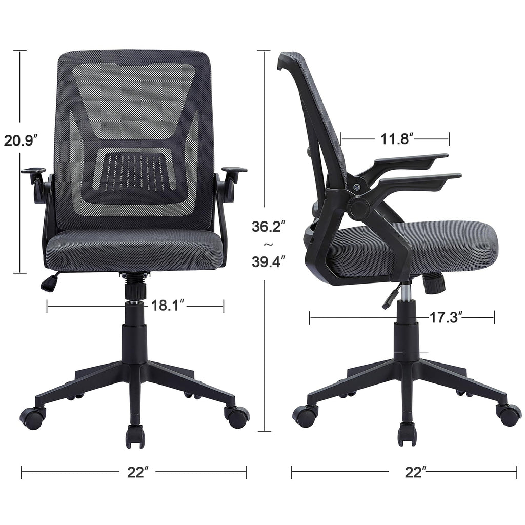 Mid-Back Swivel Ergonomic Office Chair with Adjustable Arms Mesh Lumbar Support