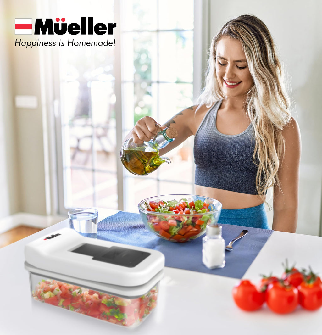 Mueller Pro-Series All-in-One, Mandoline Slicer for Kitchen, Food Chopper, Cucumber Slicer and Spiralizer, Cutter, Dicer, Grater, Kitchen Essentials