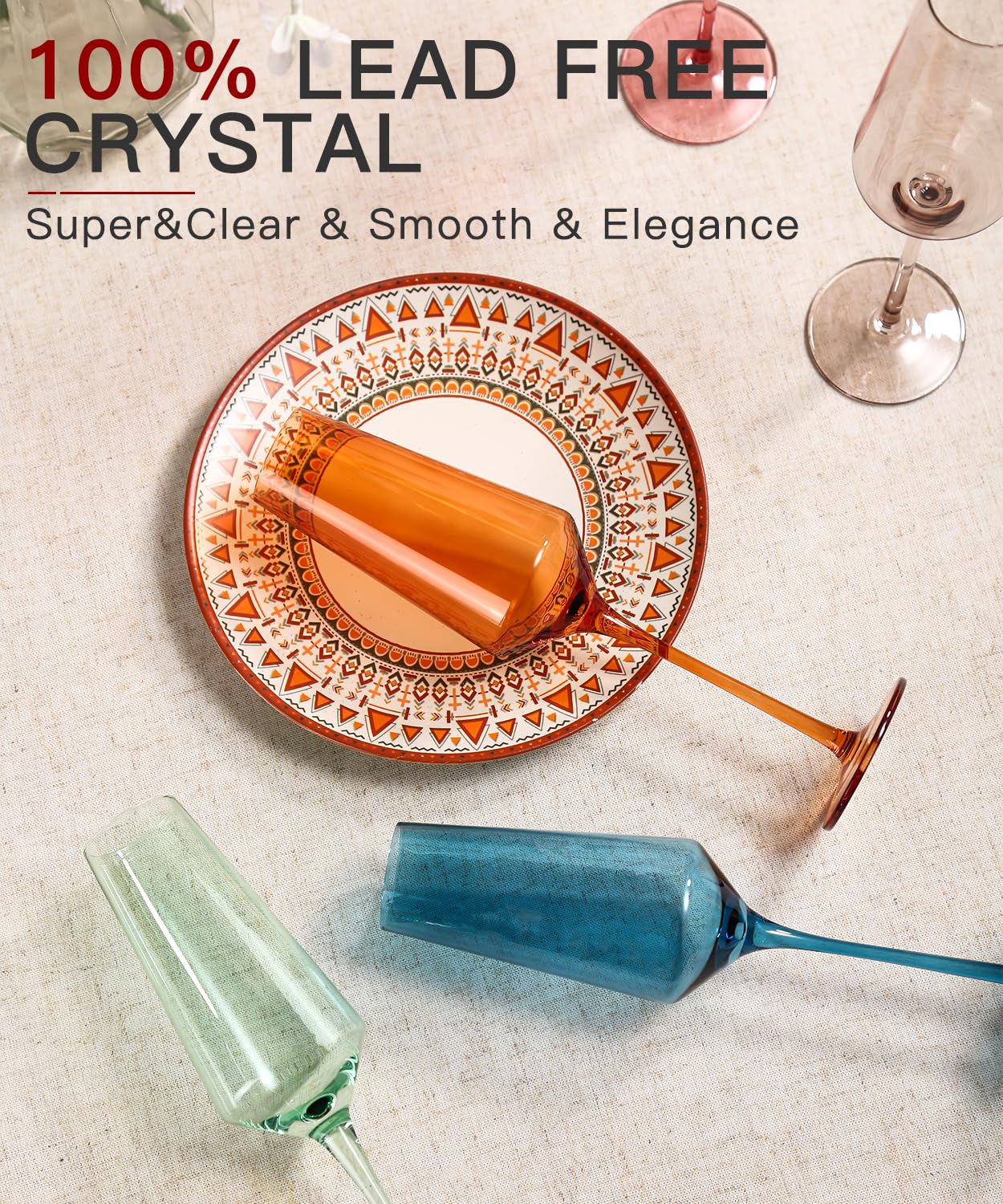 Colored Champagne Flutes Set of 6