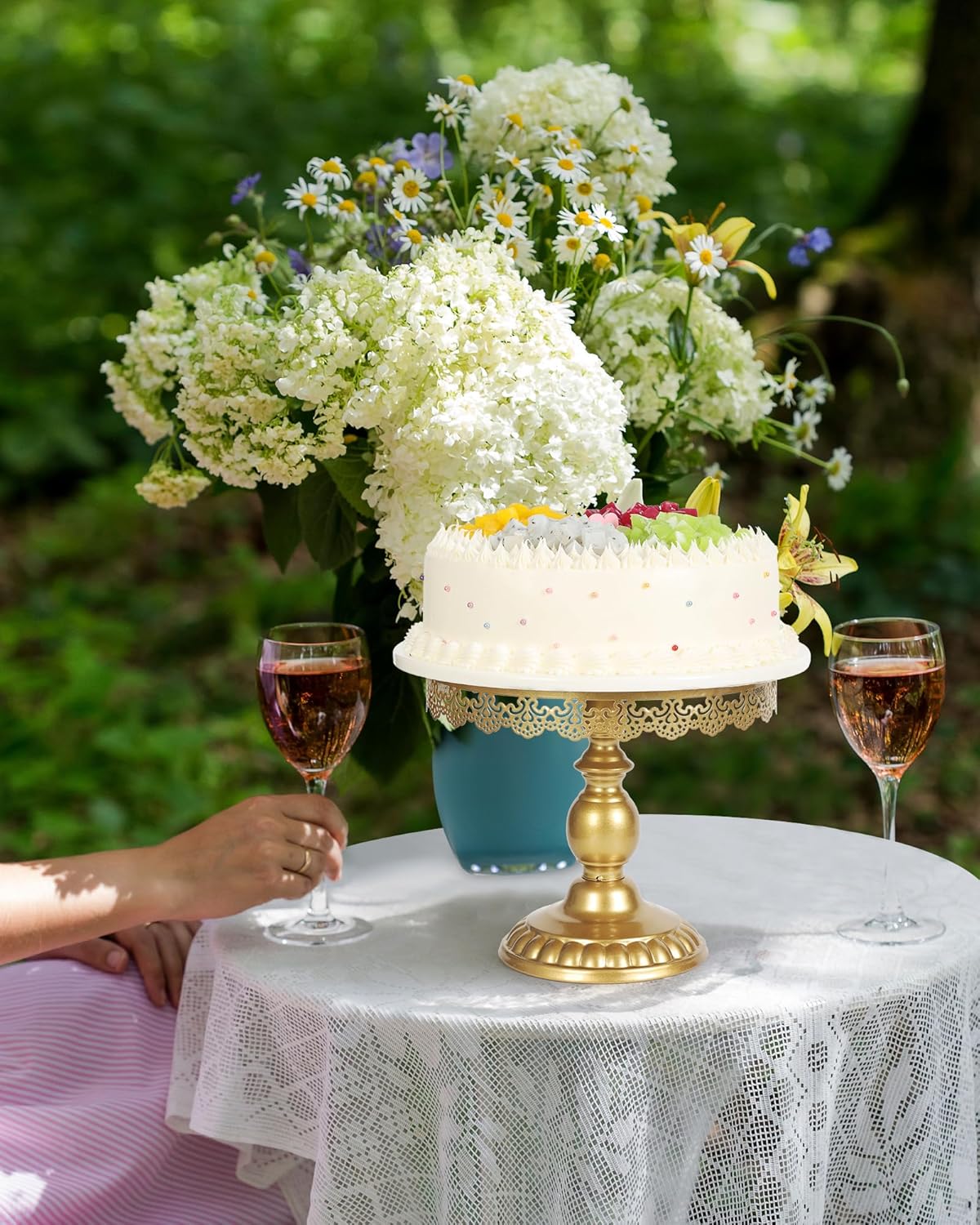 Fancy 5Pcs Cake Stands Set Metal Round Cupcake Holder Cookies Dessert Display Plate Serving Tower Tray Platter with Handle